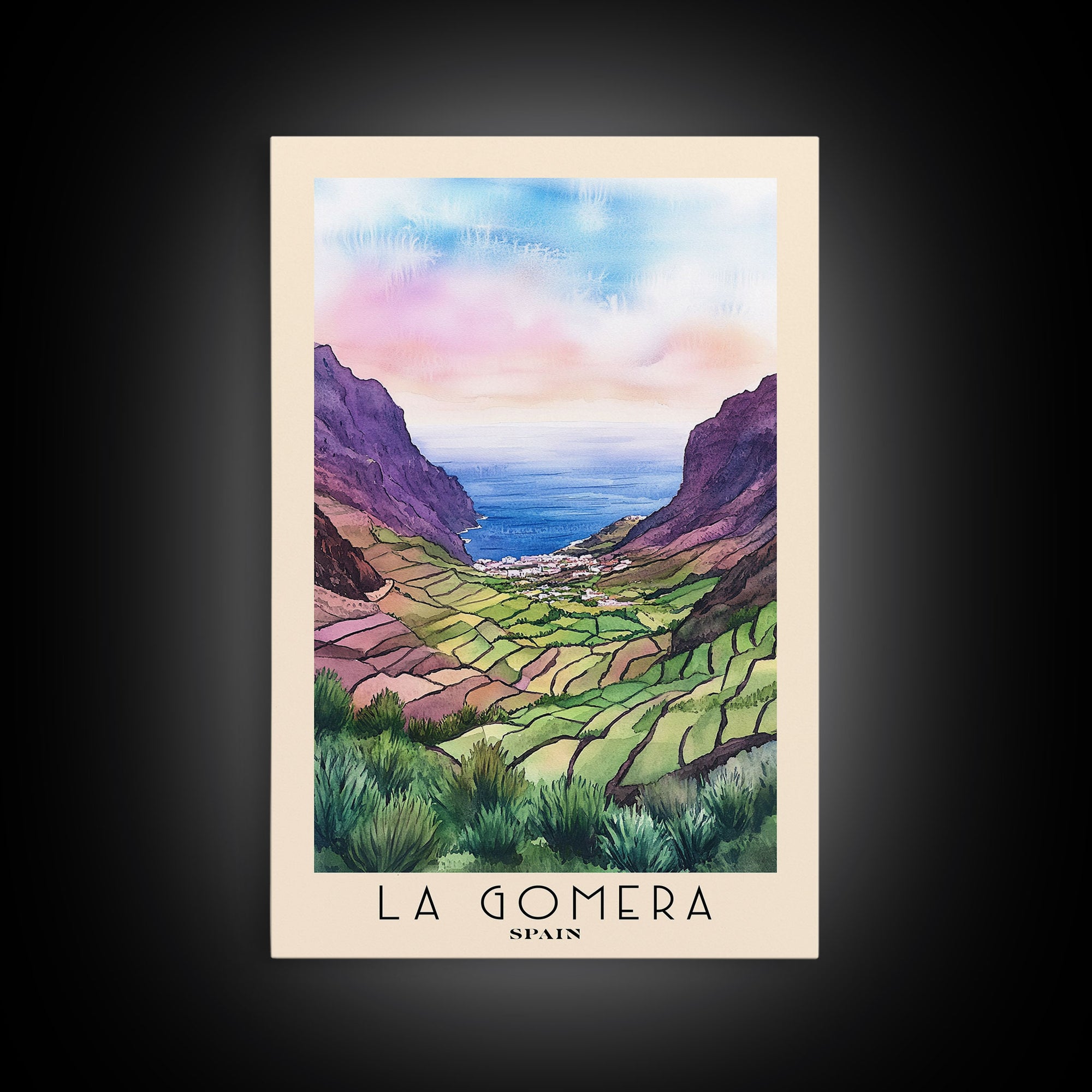 La Gomera, Spain Watercolor Print, Vacation Gift, Spain Wall Art, Vacation Wall Art, Vacatation Memories, Beach Decor, Beach Or Lakehouse Art