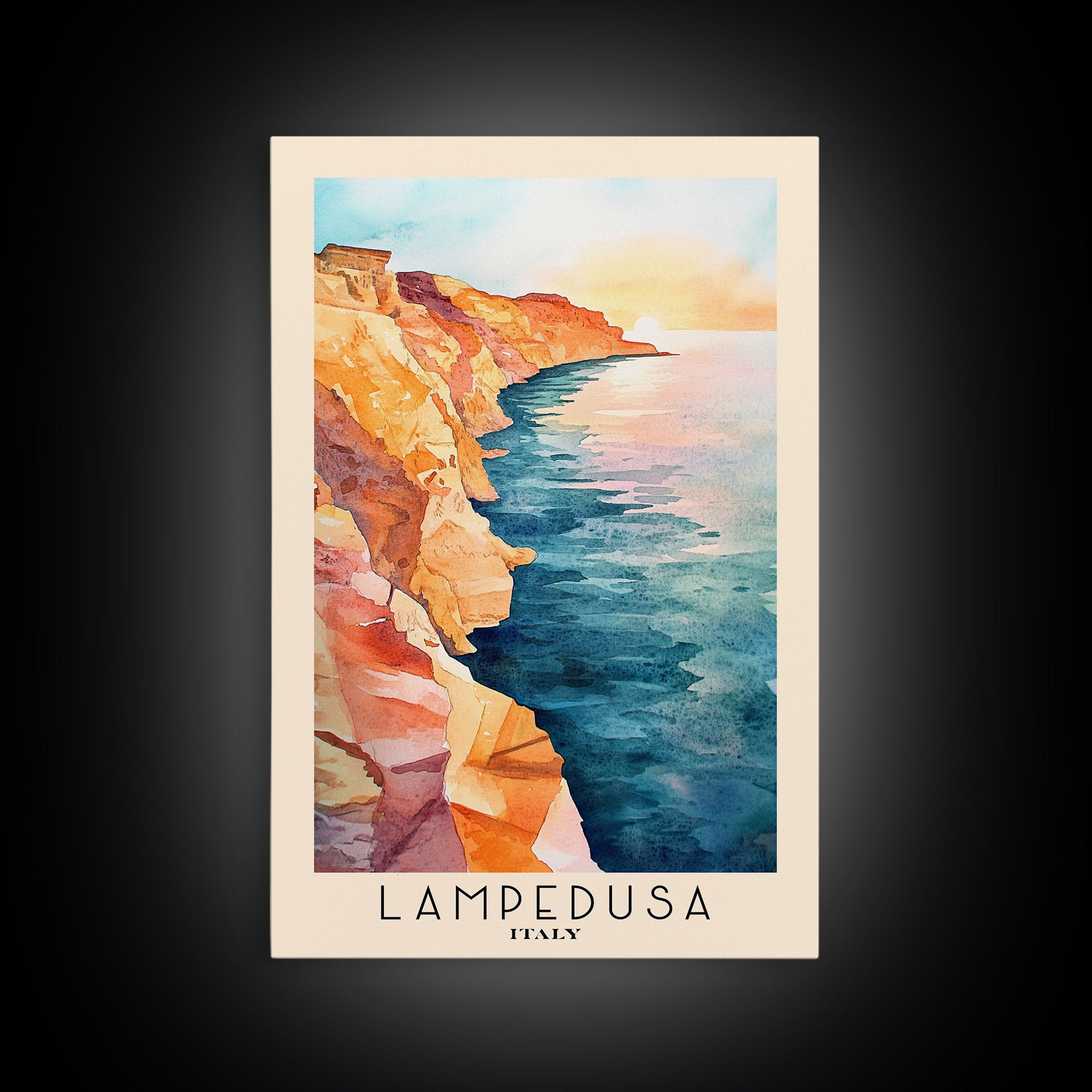 Lampedusa, Italy Watercolor Print, Vacation Gift, Italy Wall Art, Vacation Wall Art, Vacatation Memories, Beach Decor, Beach Or Lakehouse Art