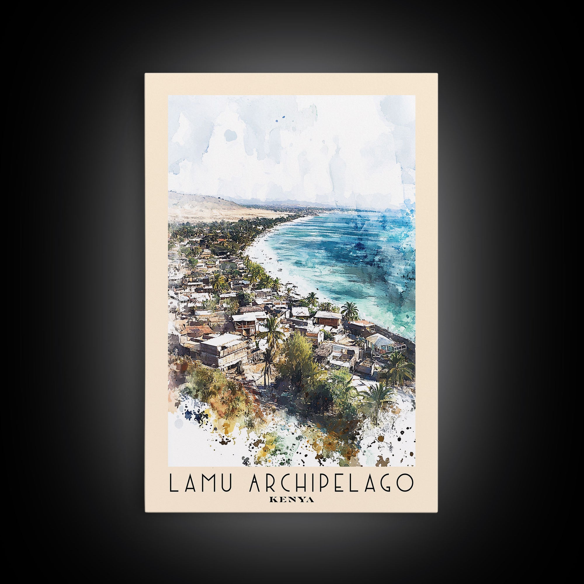 Lamu Archipelago, Kenya Watercolor Print, Vacation Gift, Kenya Wall Art, Beach Painting, Beach Decor, Beach Or Lakehouse Art