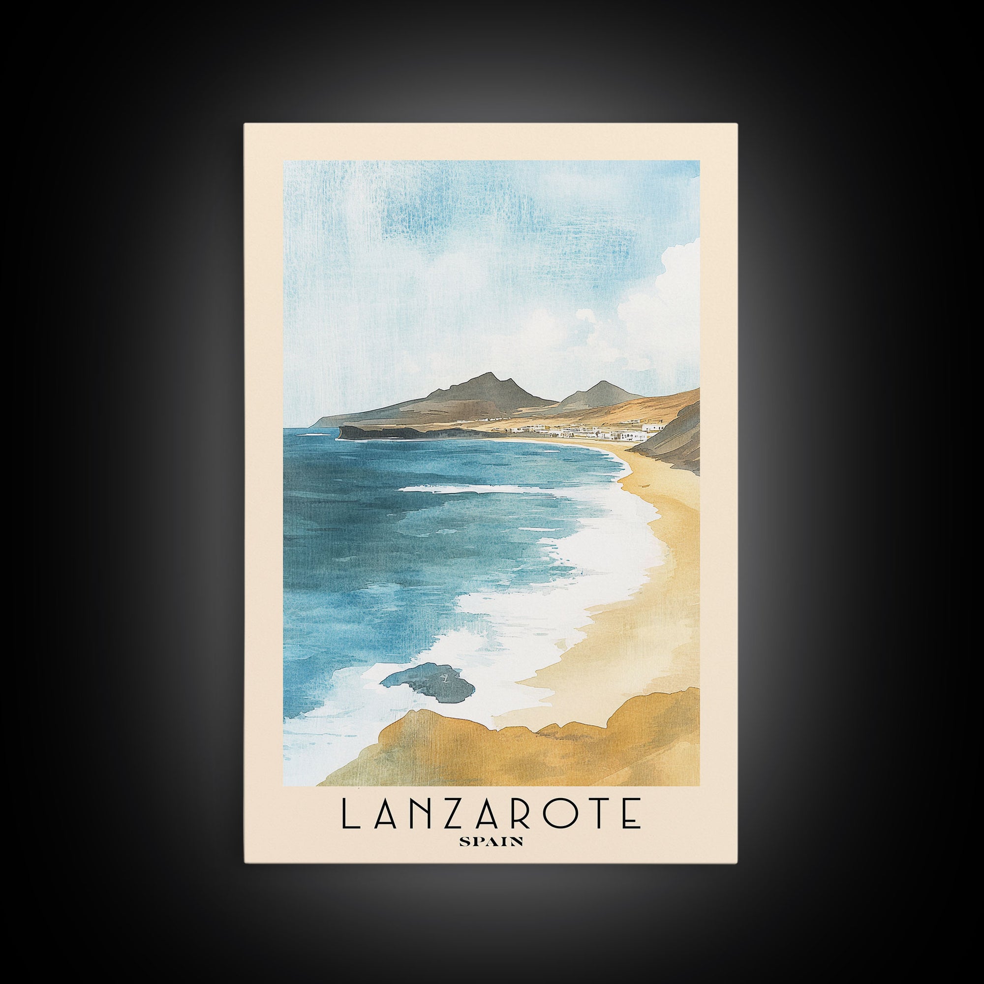 Lanzarote, Spain Watercolor Print, Vacation Gift, Spain Wall Art, Vacation Wall Art, Vacatation Memories, Beach Decor, Beach Or Lakehouse Art