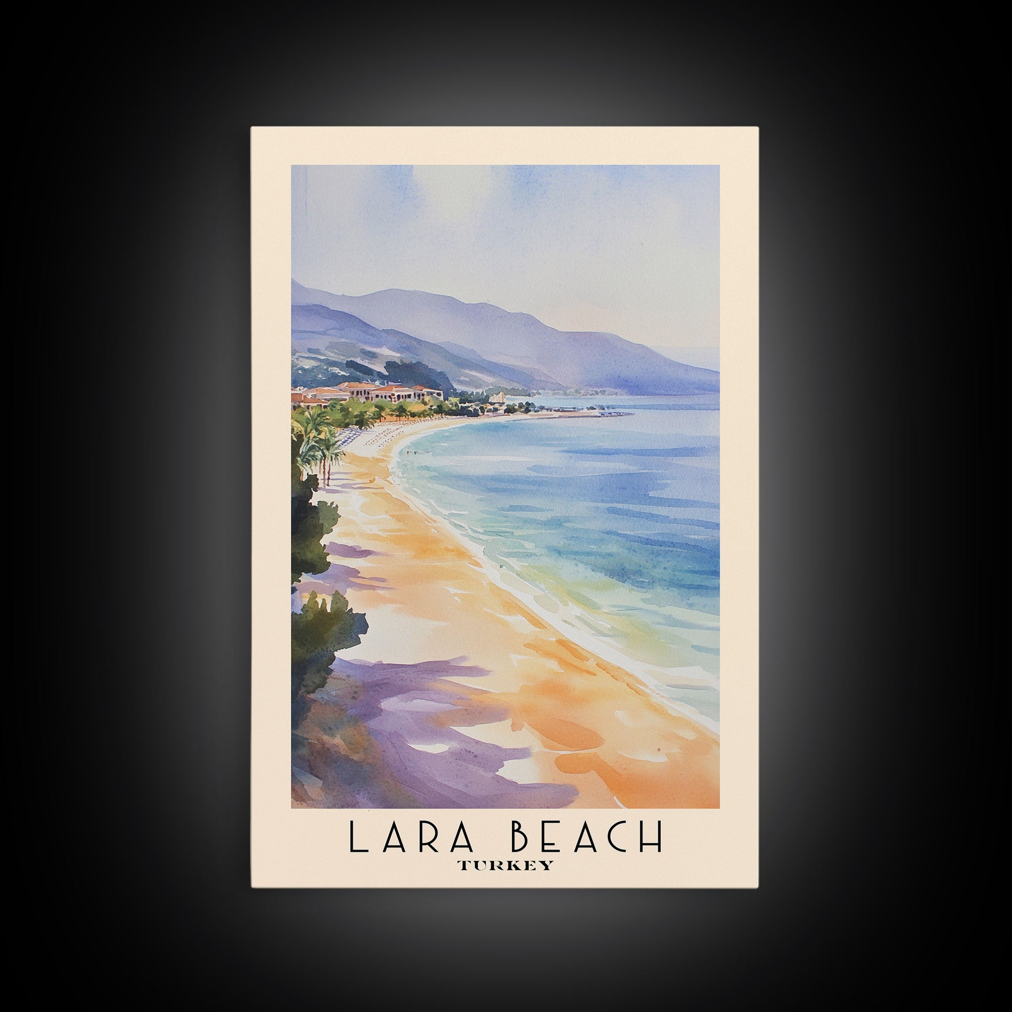 Lara Beach, Turkey Watercolor Print, Vacation Gift, Turkey Wall Art, Beach Painting, Beach Decor, Beach Or Lakehouse Art