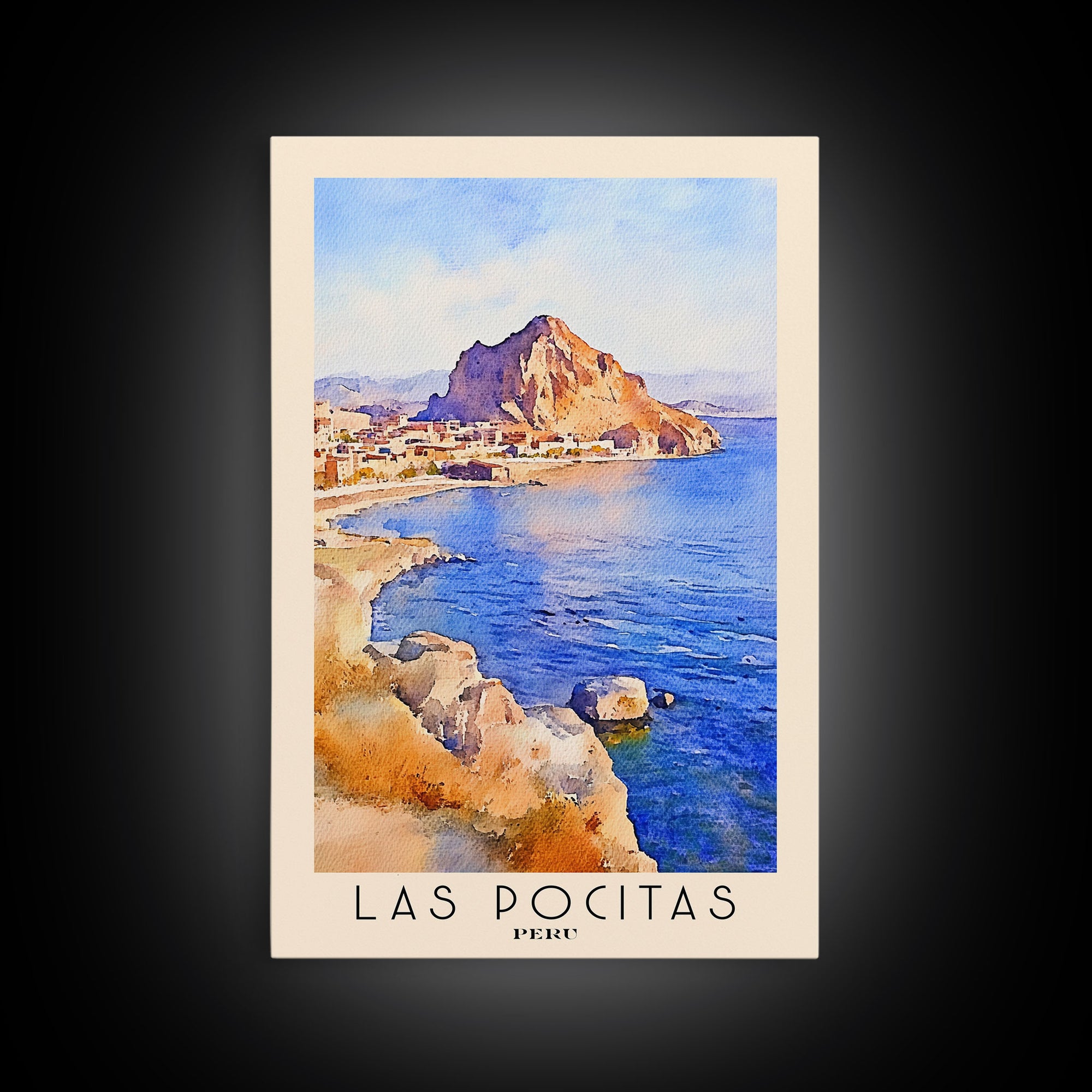 Las Pocitas, Peru Watercolor Beach Print, Vacation Gift, Peru Wall Art, Beach Painting, Beach Decor, Beach Painting