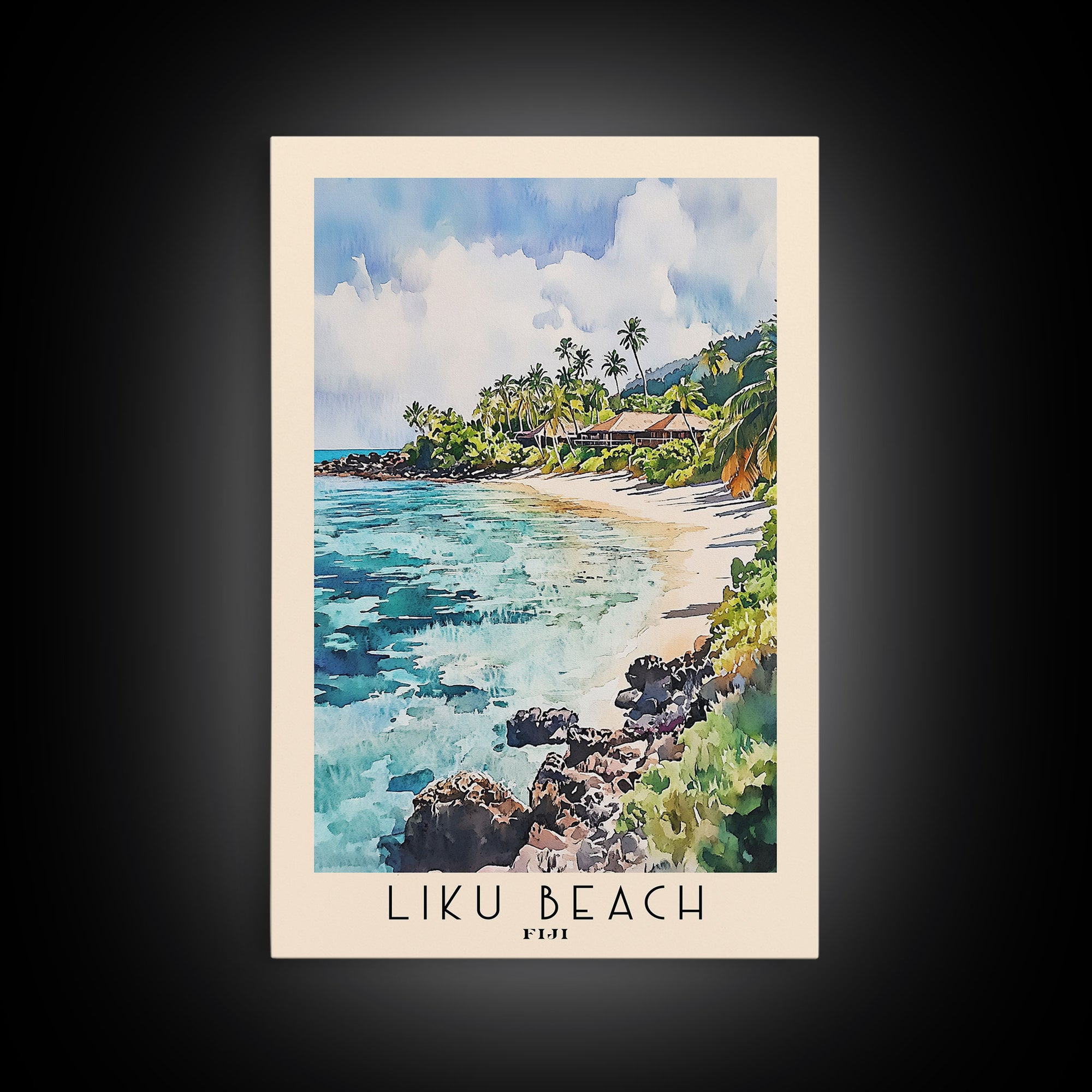 Liku Beach, Fiji Watercolor Print, Vacation Gift, Fiji Wall Art, Beach Painting, Beach Decor, Beach Or Lakehouse Art