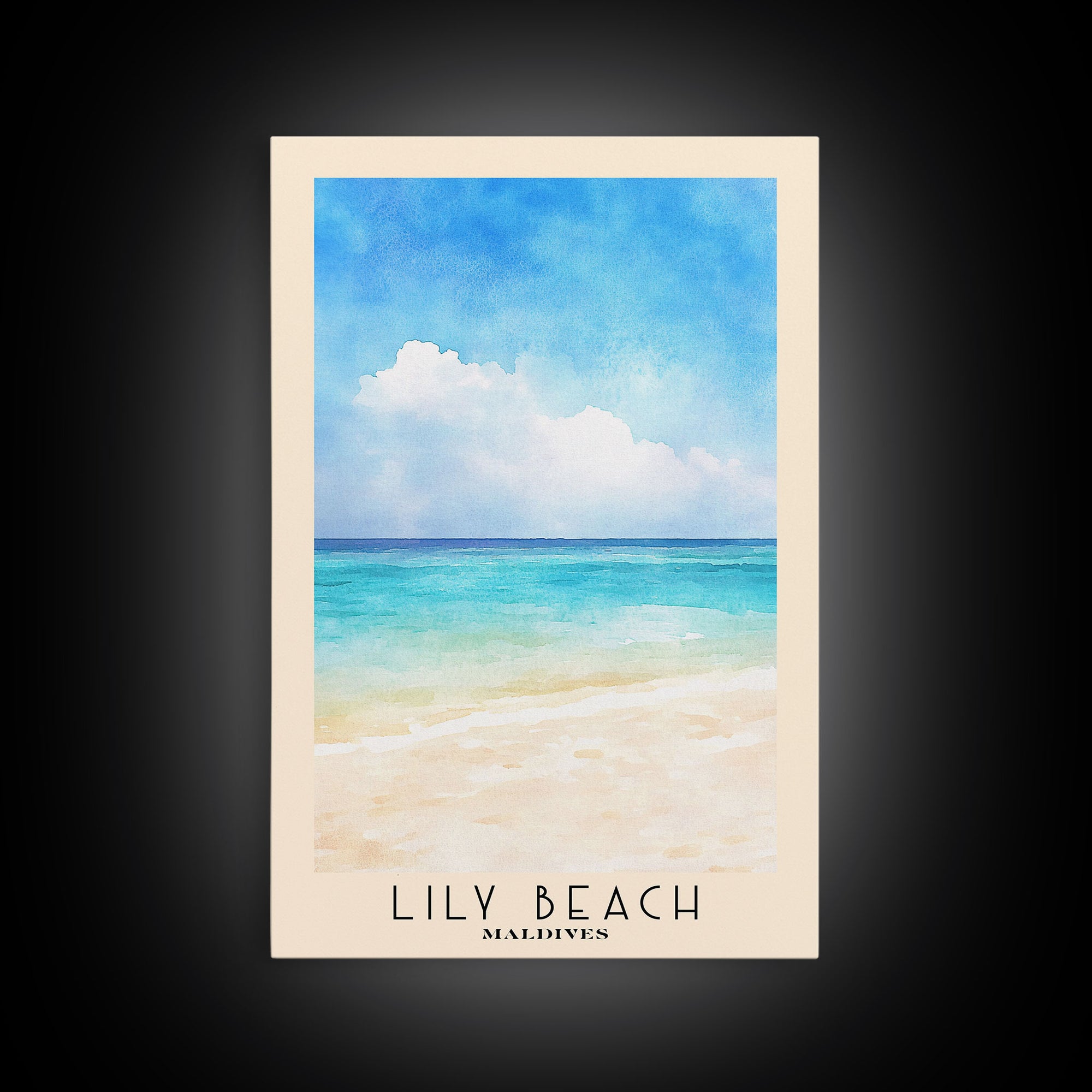 Lily Beach, Maldives Watercolor Beach Print, Vacation Gift, Maldives Wall Art, Beach Painting, Beach Decor, Beach Painting