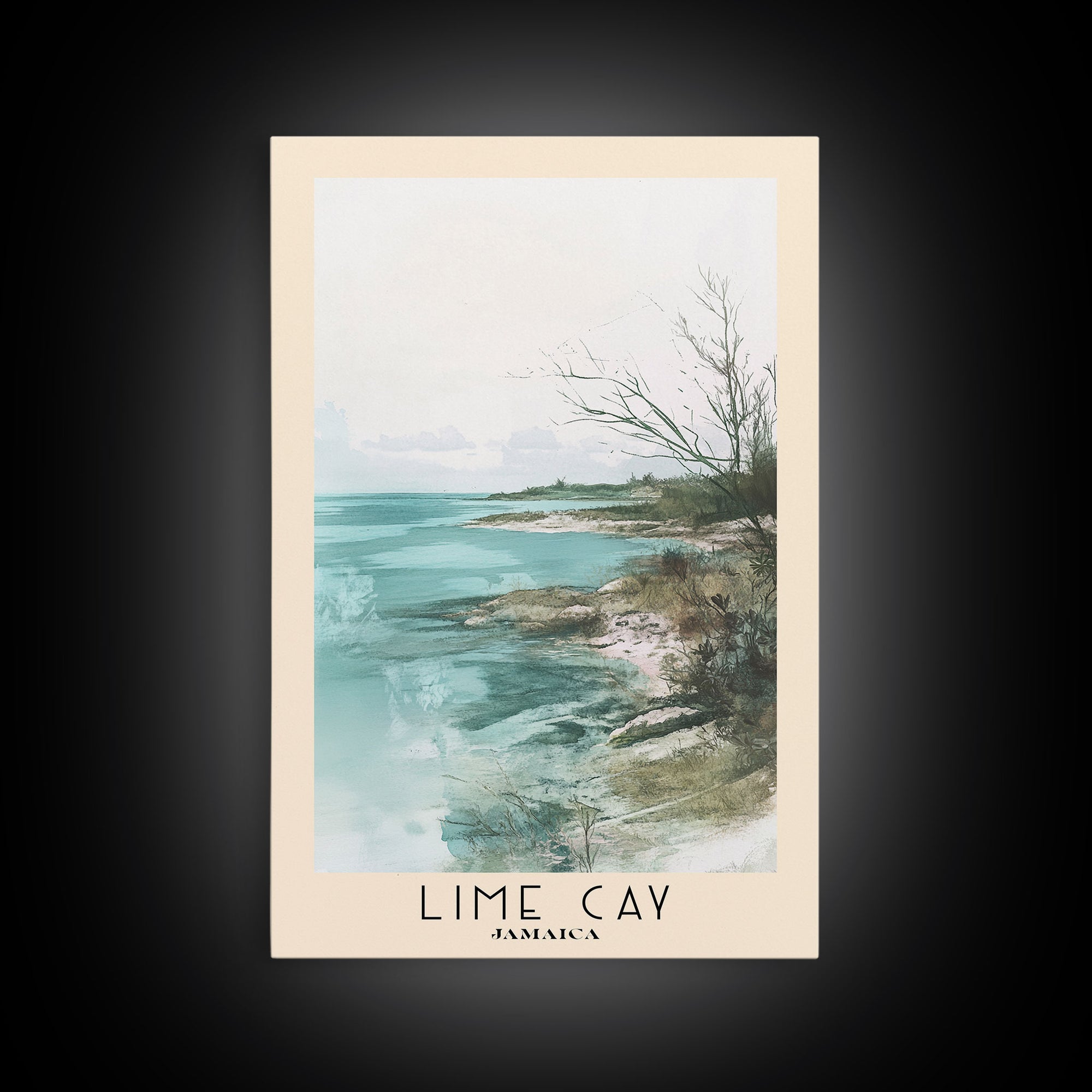 Lime Cay, Jamaica Watercolor Print, Vacation Gift, Jamaica Wall Art, Beach Painting, Beach Decor, Large Wall Art, Wood Frame Art