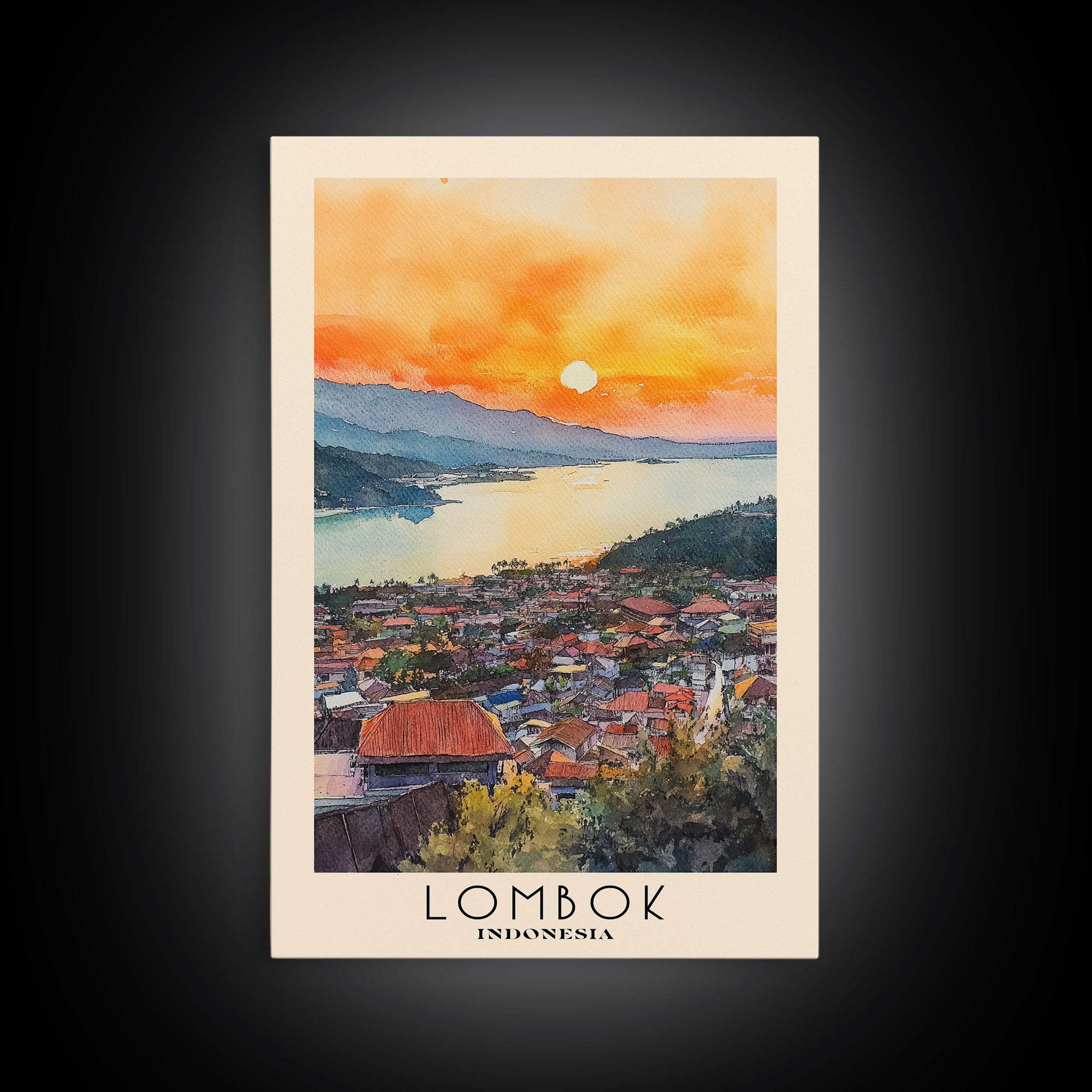 Lombok, Indonesia Watercolor Print, Vacation Gift, Indonesia Wall Art, Beach Painting, Beach Decor, Beach Or Lakehouse Art