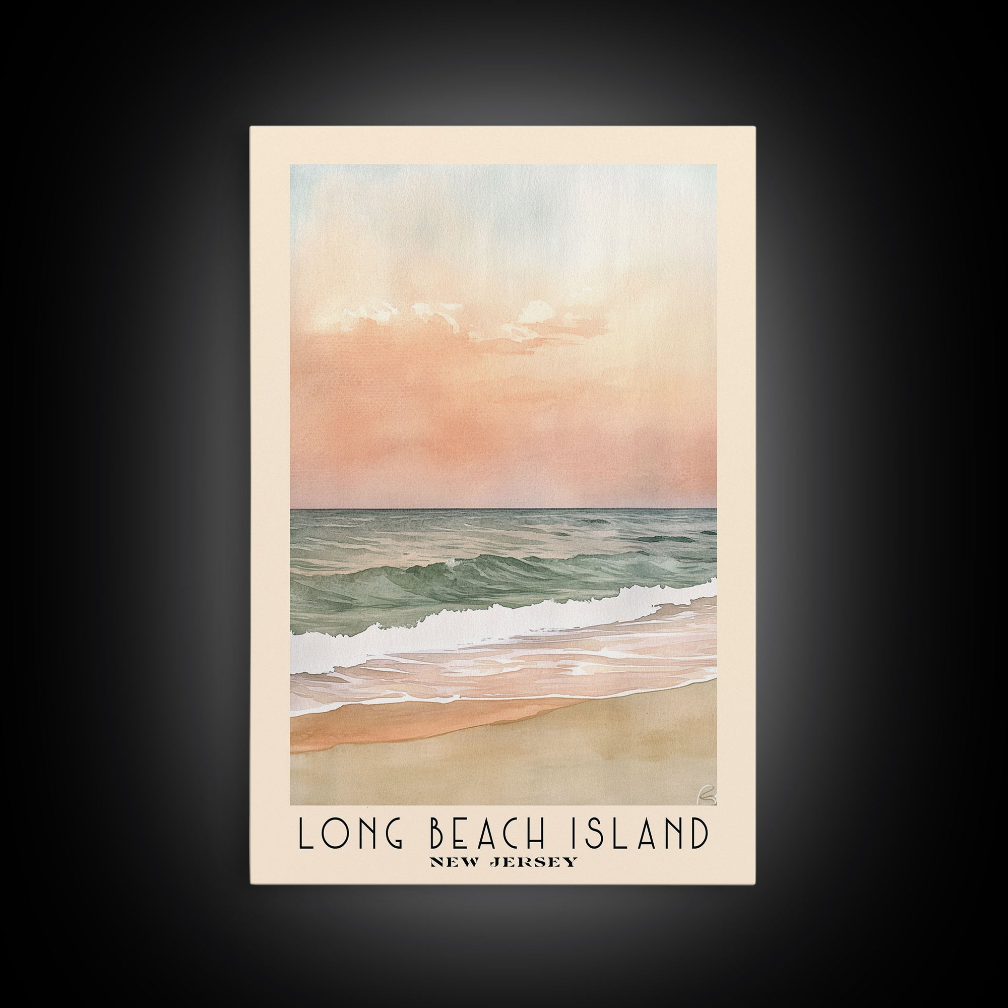 Long Beach Island, New Jersey Watercolor Print, Vacation Gift, New Jersey Wall Art, Beach Painting, Beach Decor, Large Wall Art, Wood Frame Art