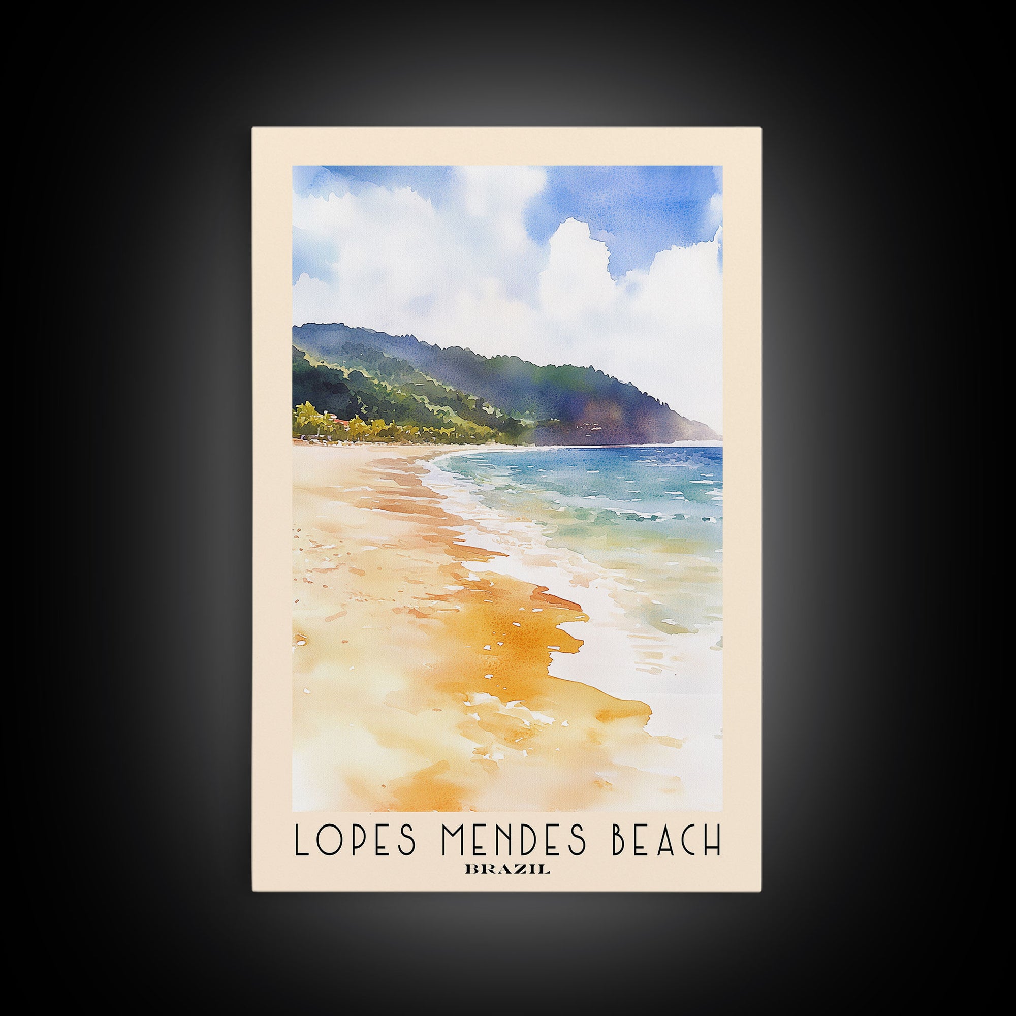 Lopes Mendes Beach, Brazil Watercolor Print, Vacation Gift, Brazil Wall Art, Beach Painting, Beach Decor, Beach Or Lakehouse Art