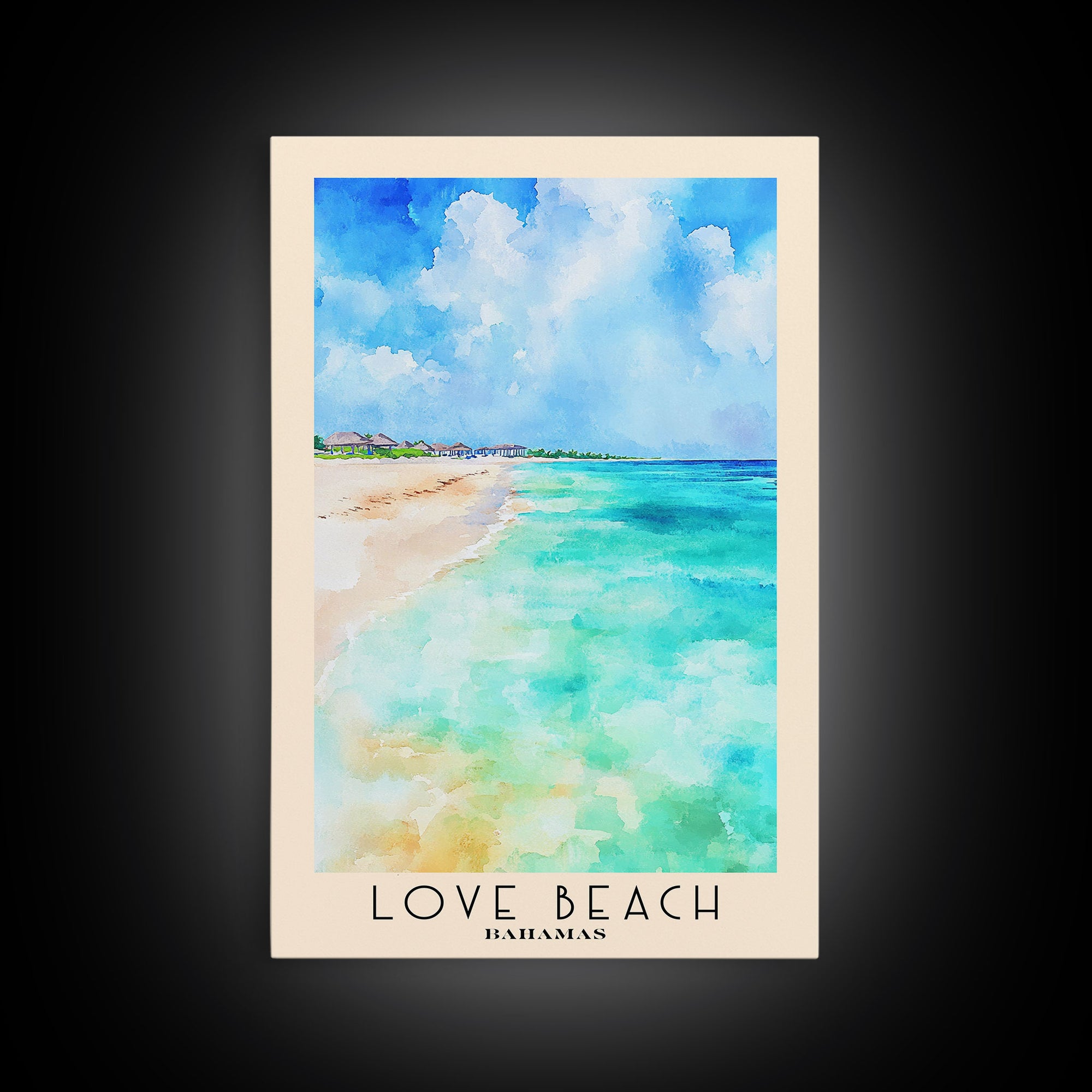 Love Beach, Bahamas Watercolor Print, Vacation Gift, Bahamas Wall Art, Vacation Wall Art, Vacatation Memories, Beach Decor, Beach Or Lakehouse Art