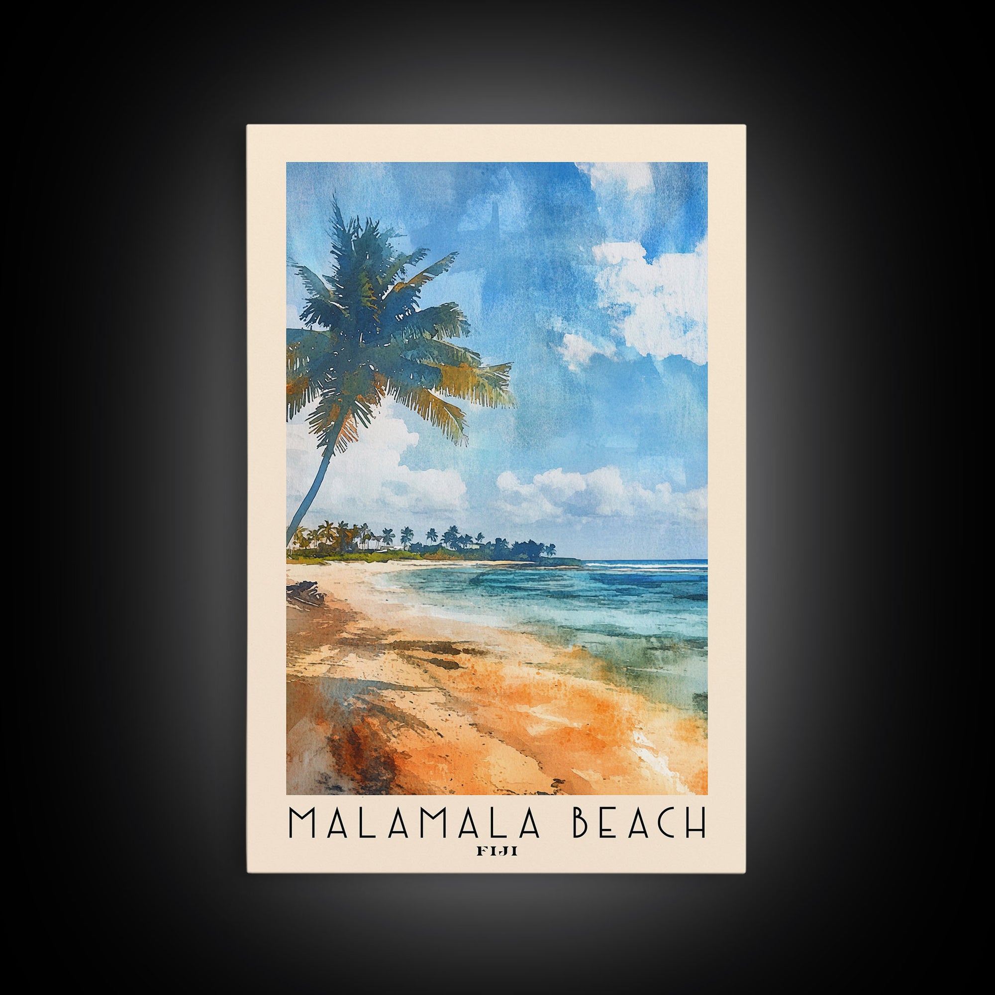 Malamala Beach, Fiji Watercolor Print, Vacation Gift, Fiji Wall Art, Beach Painting, Beach Decor, Beach Or Lakehouse Art