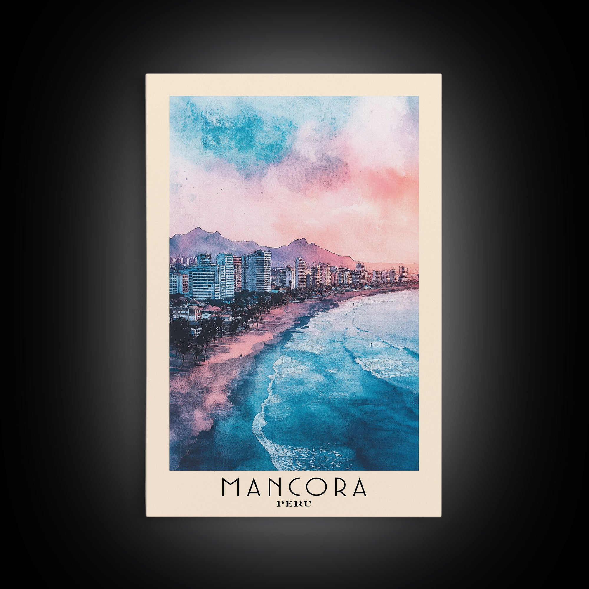 Mancora, Peru Watercolor Print, Vacation Gift, Peru Wall Art, Beach Painting, Beach Decor, Beach Or Lakehouse Art