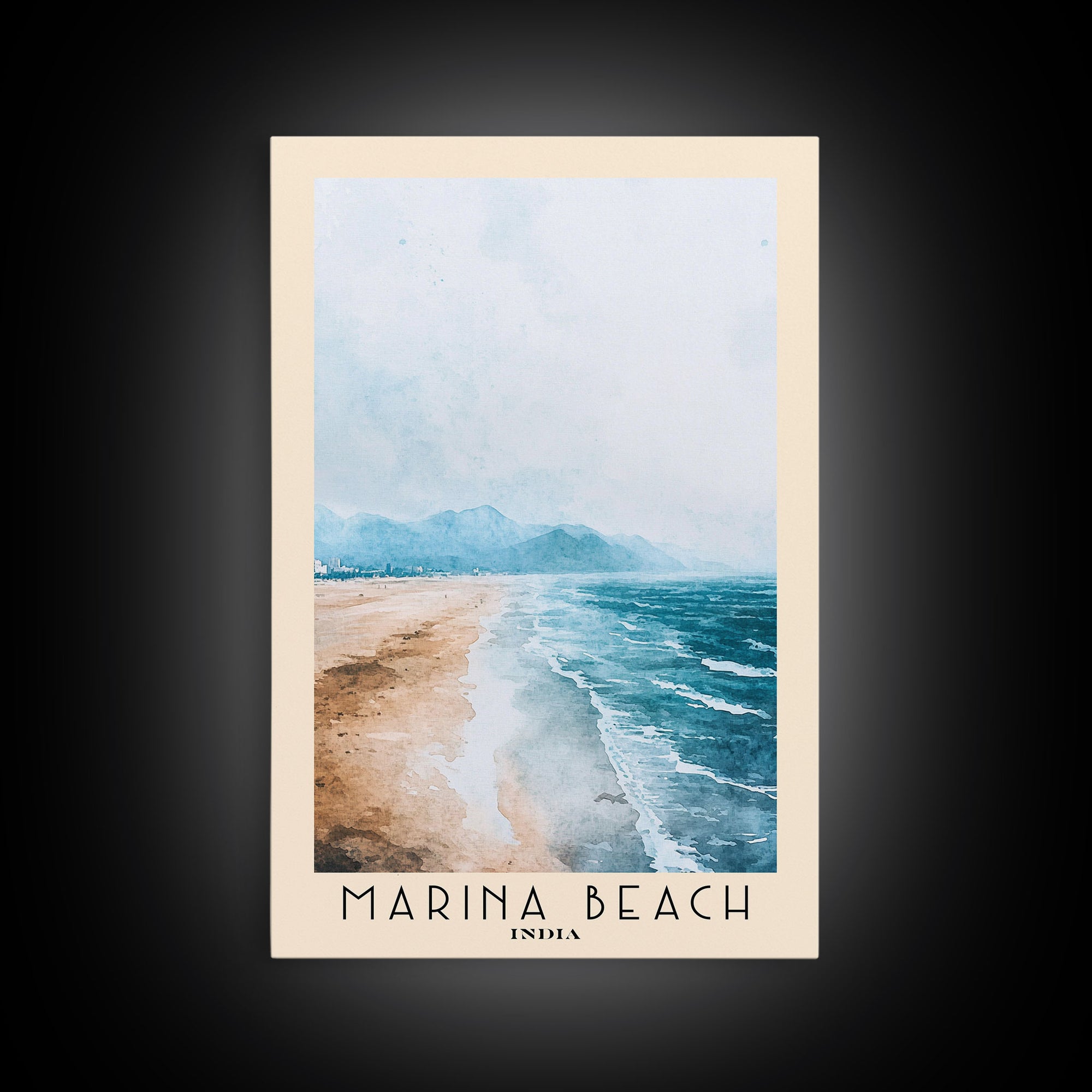 Marina Beach, India Watercolor Print, Vacation Gift, India Wall Art, Vacation Wall Art, Vacatation Memories, Beach Decor, Beach Or Lakehouse Art