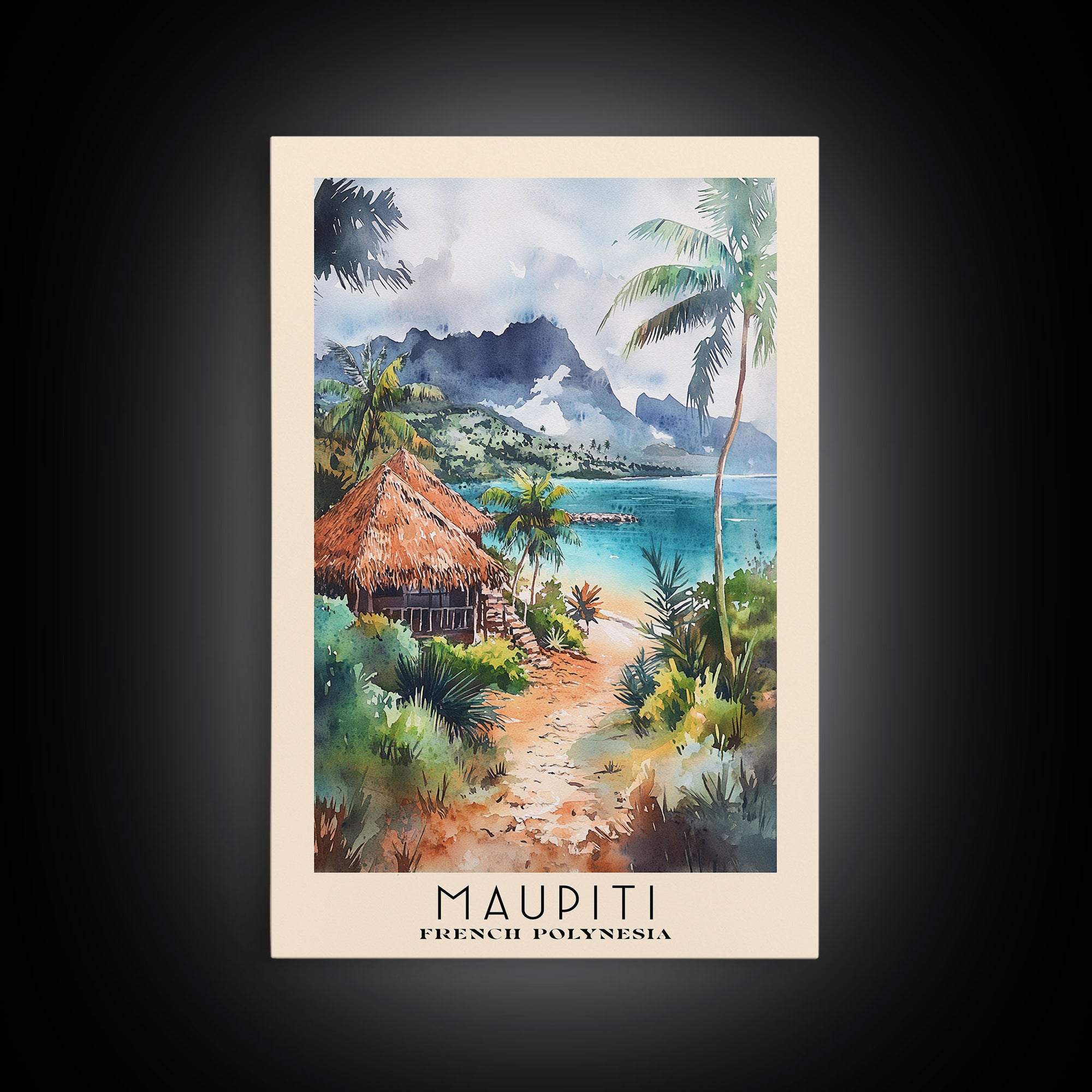 Maupiti, French Polynesia Watercolor Print, Vacation Gift, French Polynesia Wall Art, Vacation Wall Art, Vacatation Memories, Beach Decor, Beach Or Lakehouse Art