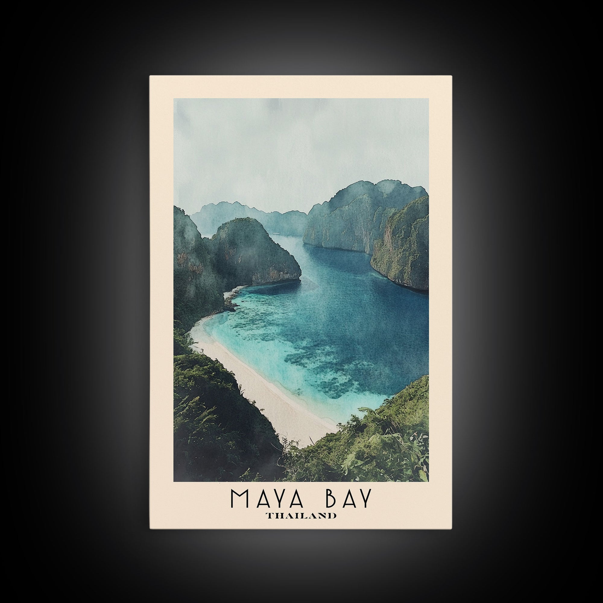 Maya Bay, Thailand Watercolor Beach Print, Vacation Gift, Thailand Wall Art, Beach Painting, Beach Decor, Beach Painting