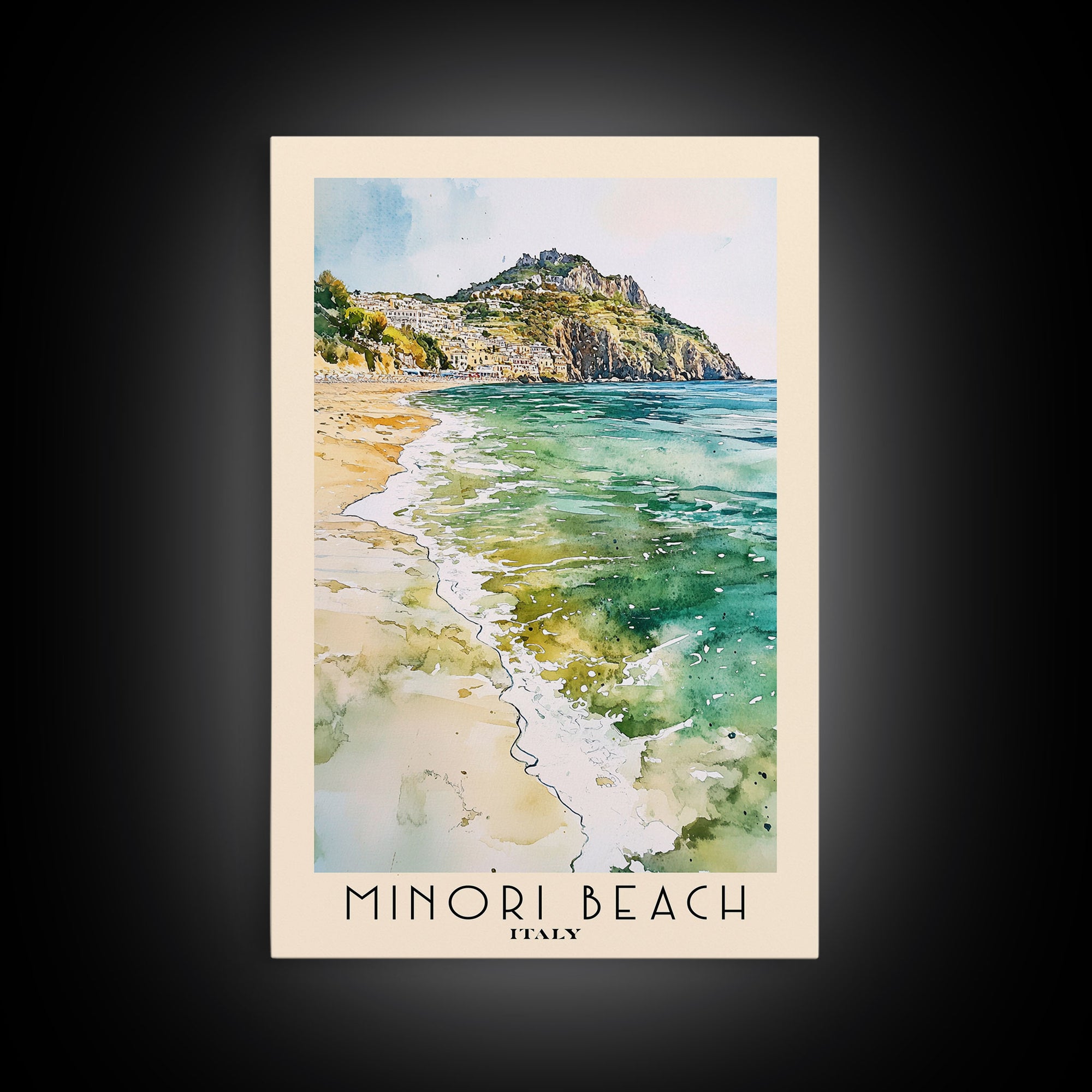 Minori Beach, Italy Watercolor Beach Print, Vacation Gift, Italy Wall Art, Beach Painting, Beach Decor, Beach Painting