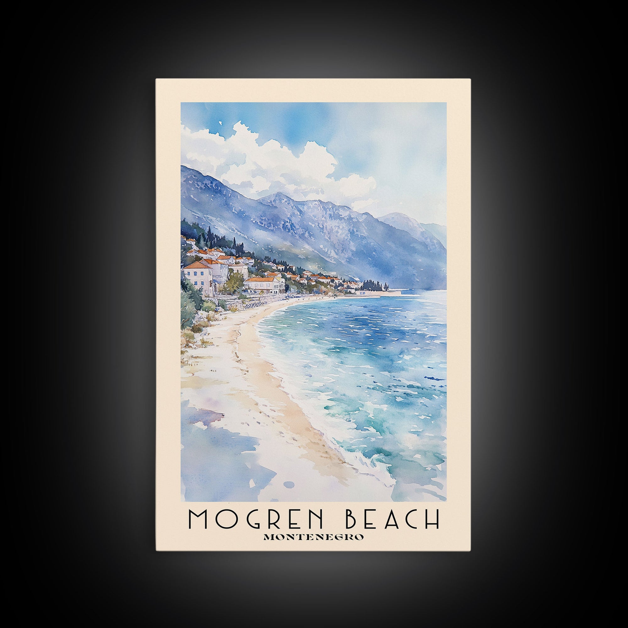 Mogren Beach, Montenegro Watercolor Beach Print, Vacation Gift, Montenegro Wall Art, Beach Painting, Beach Decor, Beach Painting