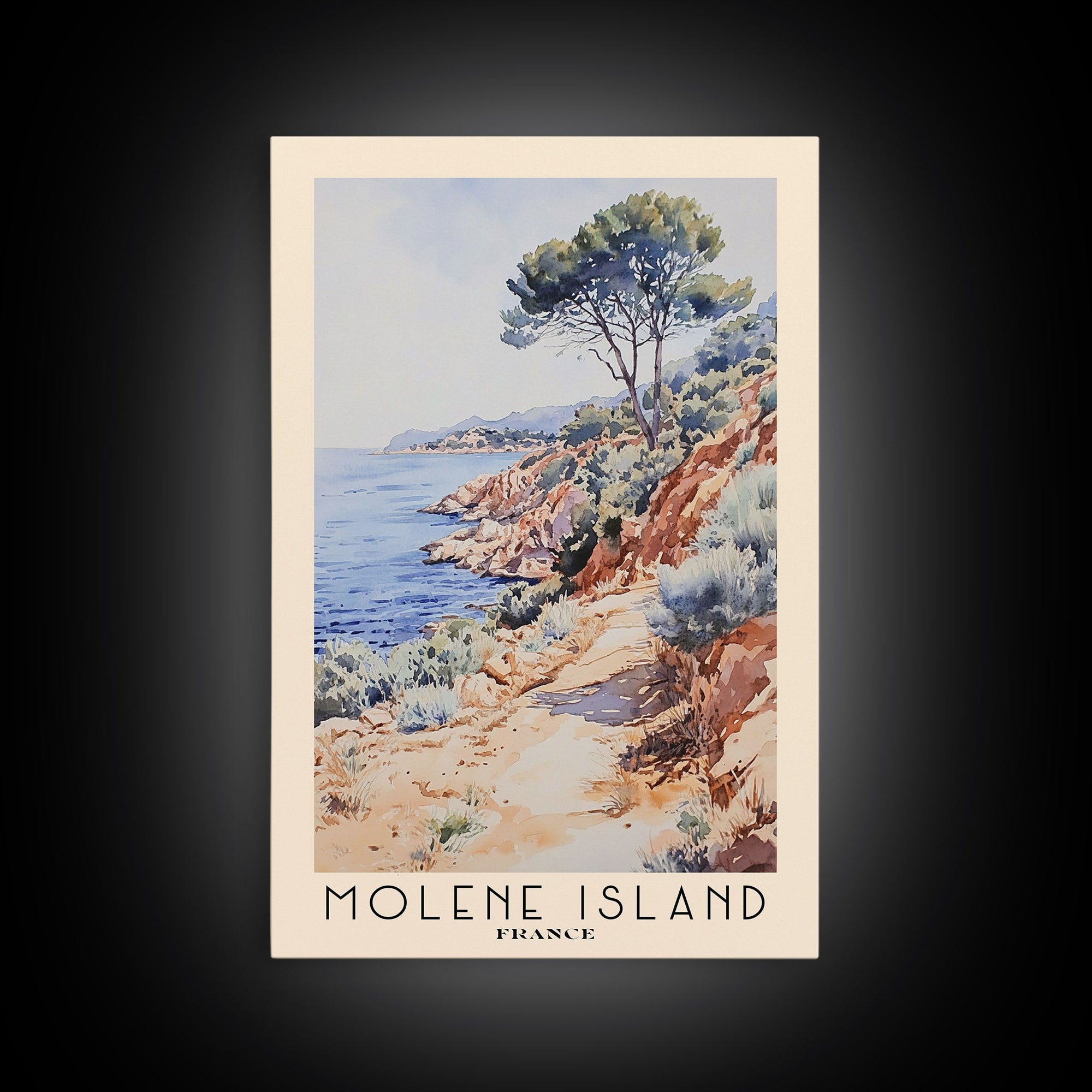 Molene Island, France Watercolor Print, Vacation Gift, France Wall Art, Beach Painting, Beach Decor, Large Wall Art, Wood Frame Art