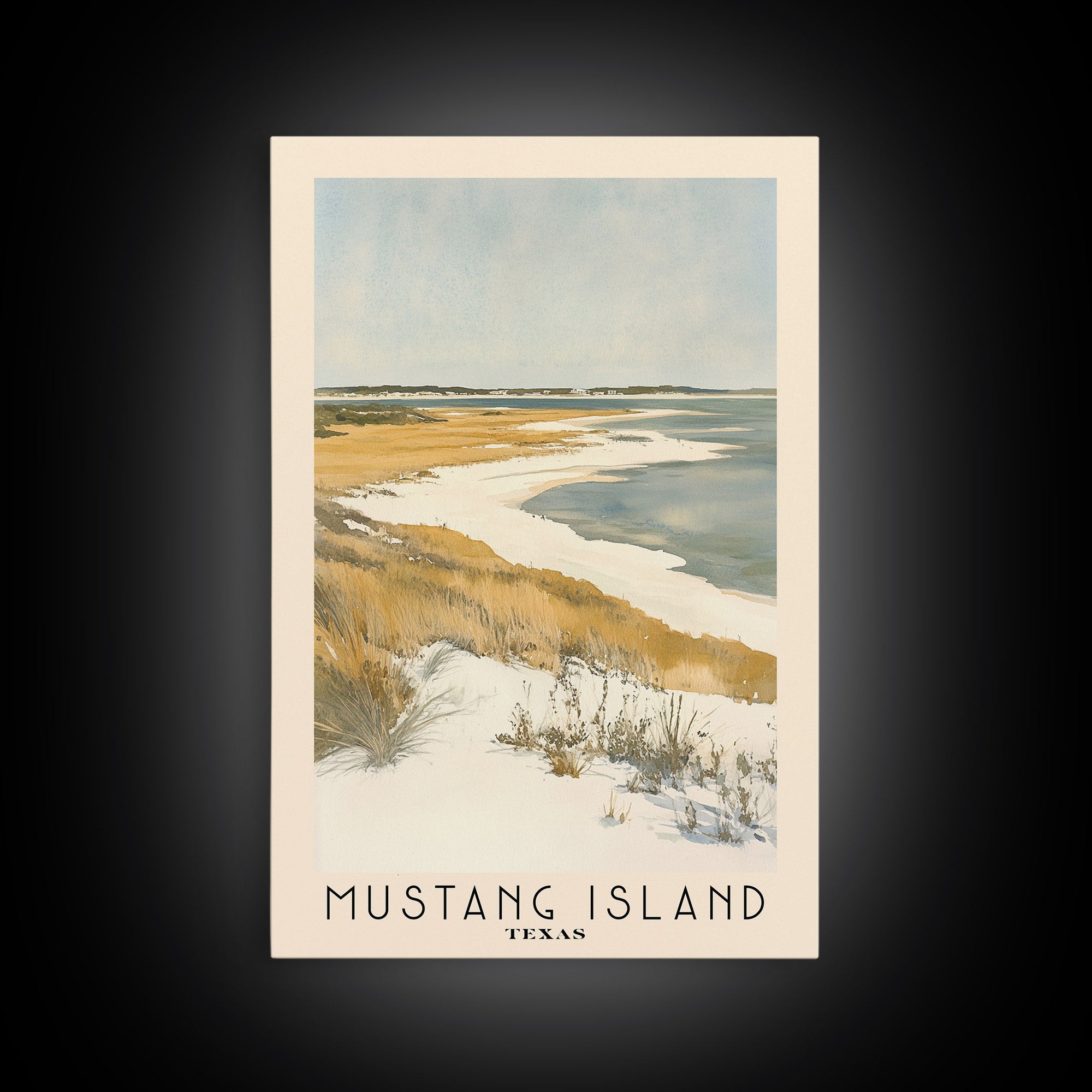 Mustang Island, Texas Watercolor Beach Print, Vacation Gift, Texas Wall Art, Framed Canvas Print, Framed Beach Painting