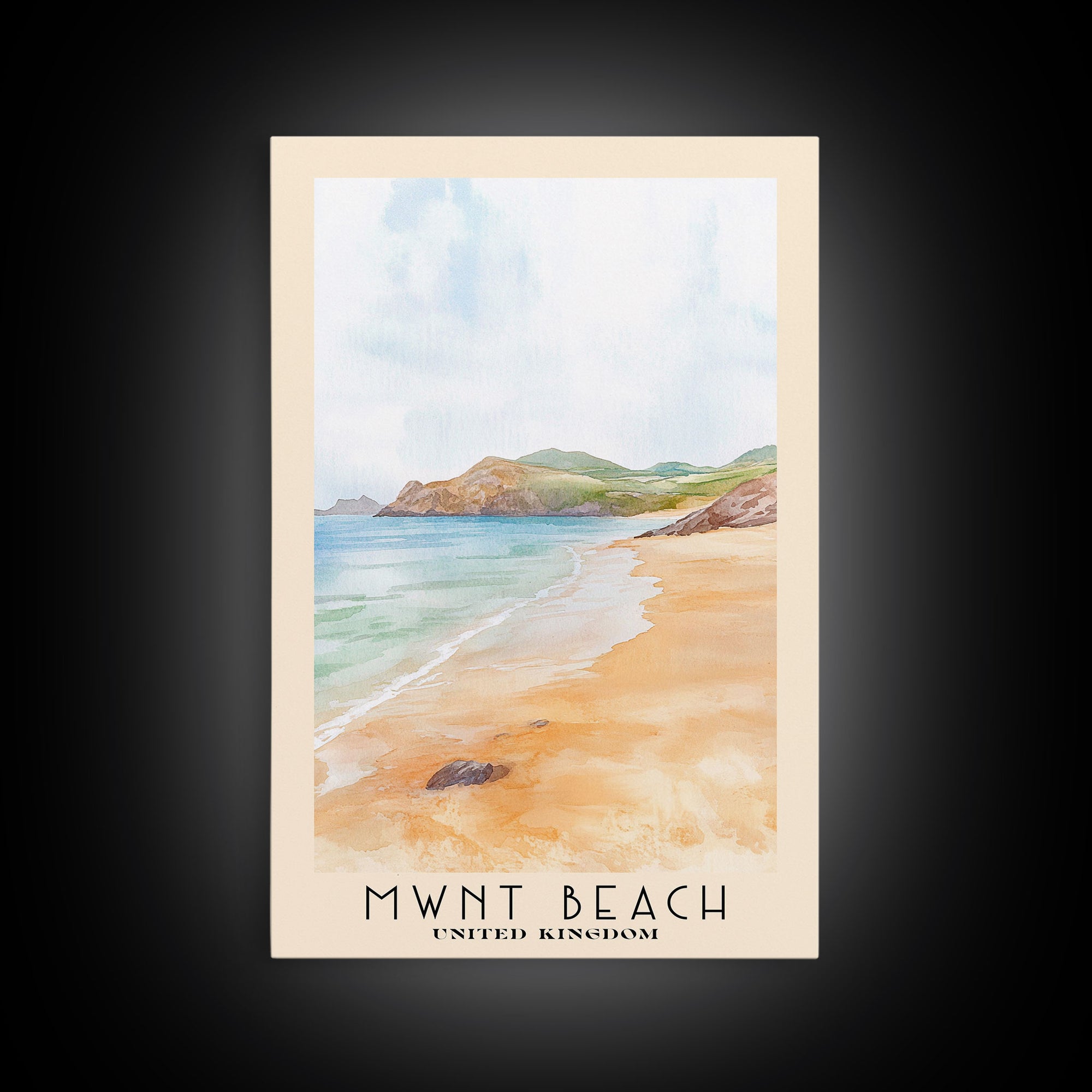 Mwnt Beach, United Kingdom Watercolor Print, Vacation Gift, United Kingdom Wall Art, Beach Painting, Beach Decor, Beach Or Lakehouse Art