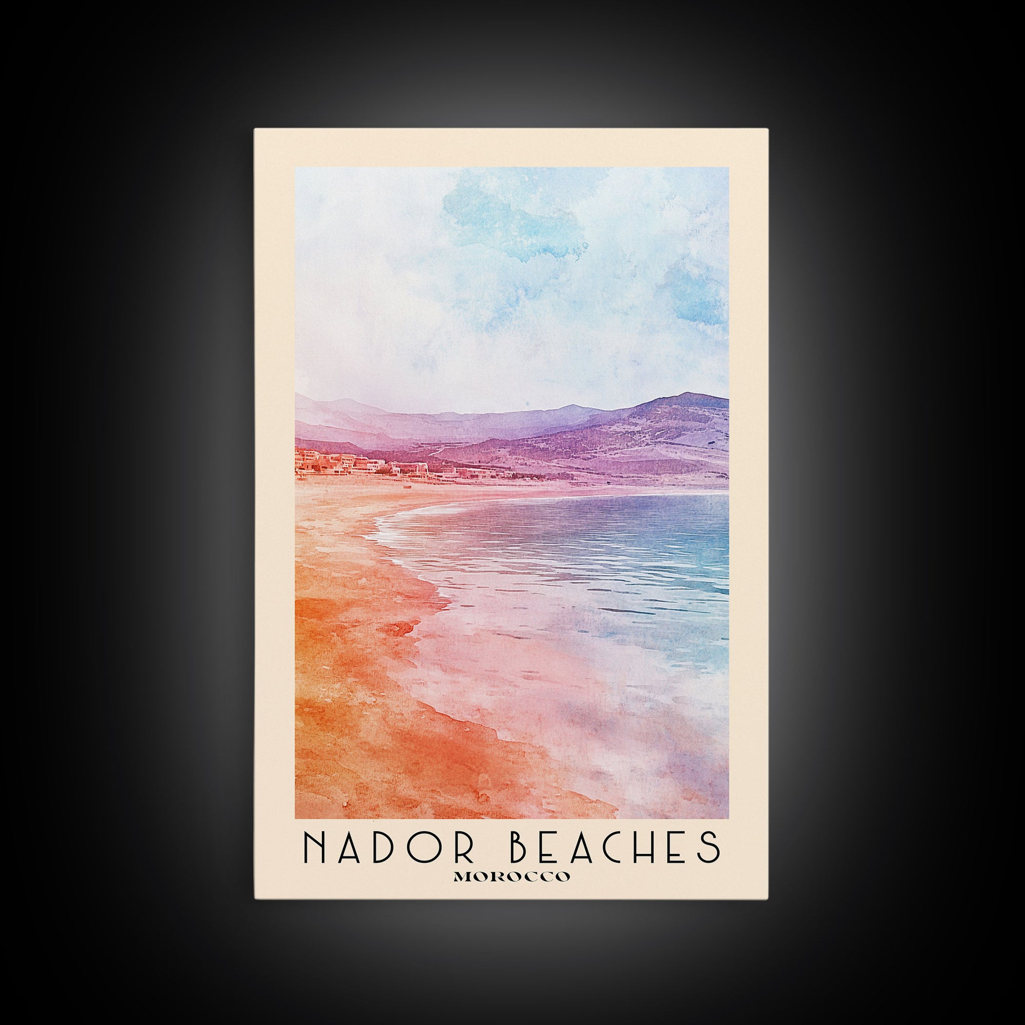 Nador Beaches, Morocco Watercolor Print, Vacation Gift, Morocco Wall Art, Beach Painting, Beach Decor, Beach Or Lakehouse Art