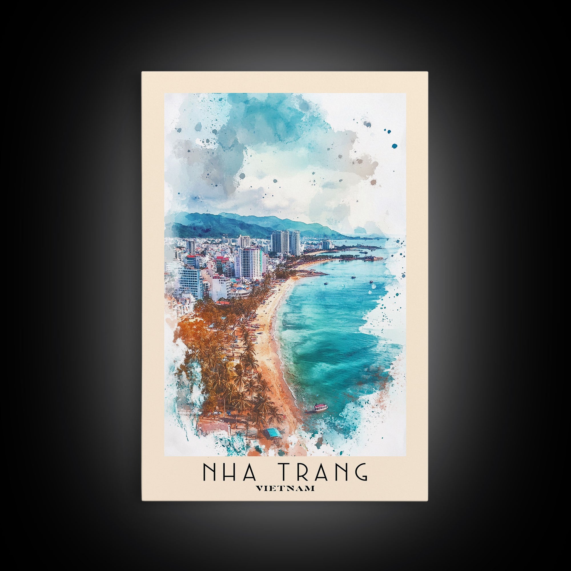 Nha Trang, Vietnam Watercolor Print, Vacation Gift, Vietnam Wall Art, Vacation Wall Art, Vacatation Memories, Beach Decor, Beach Or Lakehouse Art