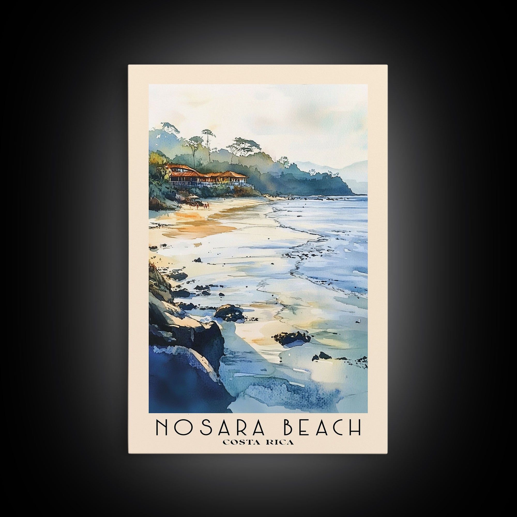 Nosara Beach, Costa Rica Watercolor Print, Vacation Gift, Costa Rica Wall Art, Beach Painting, Beach Decor, Large Wall Art, Wood Frame Art