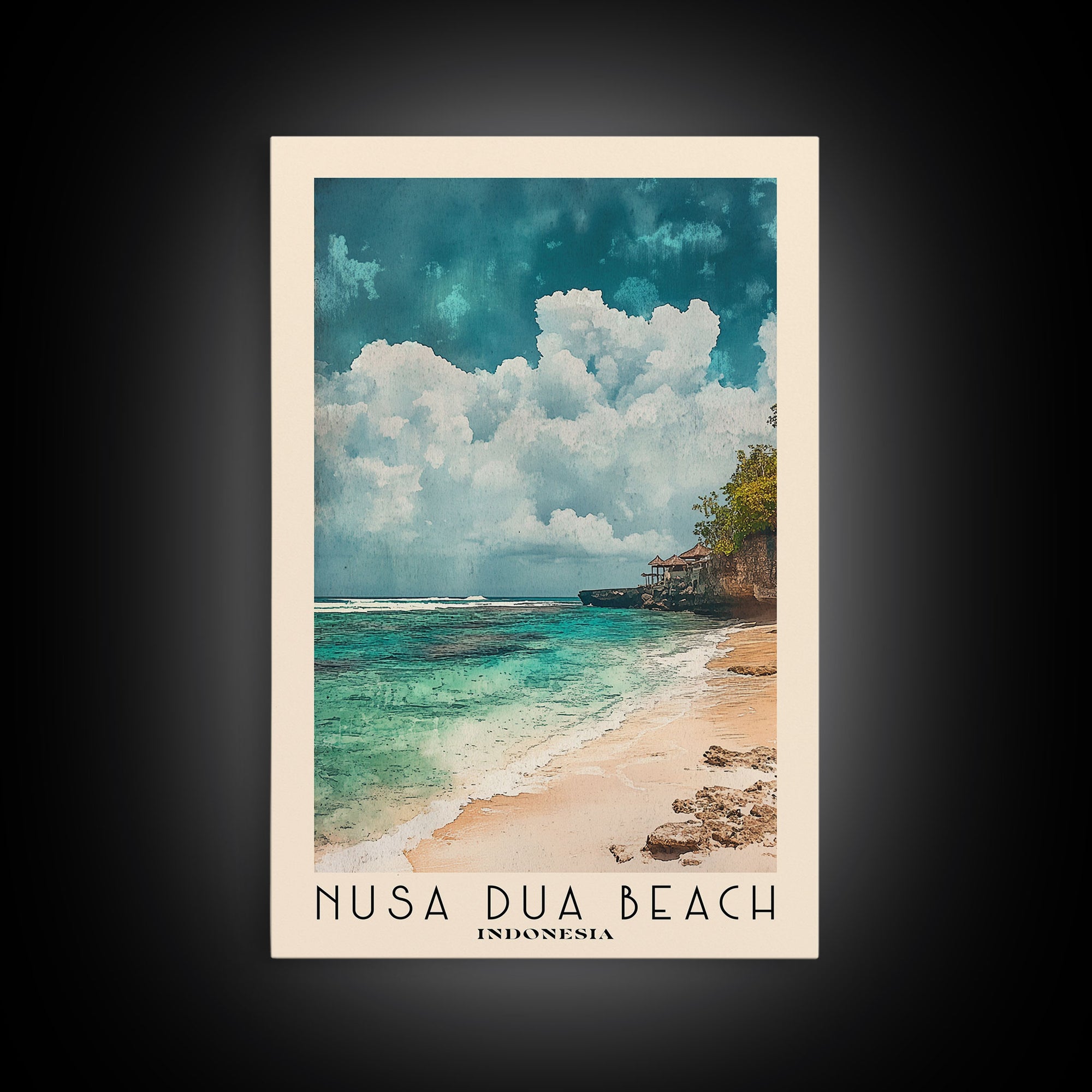 Nusa Dua Beach, Indonesia Watercolor Beach Print, Vacation Gift, Indonesia Wall Art, Beach Painting, Beach Decor, Beach Painting