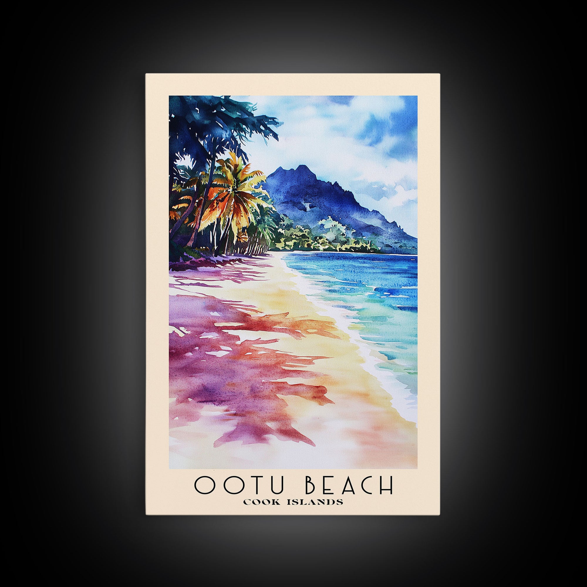 Ootu Beach, Cook Islands Watercolor Print, Vacation Gift, Cook Islands Wall Art, Vacation Wall Art, Vacatation Memories, Beach Decor, Beach Or Lakehouse Art