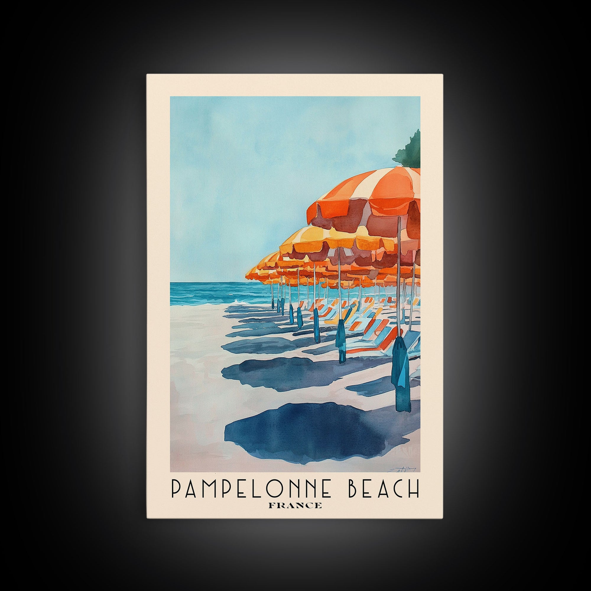 Pampelonne Beach, France Watercolor Print, Vacation Gift, France Wall Art, Beach Painting, Beach Decor, Large Wall Art, Wood Frame Art