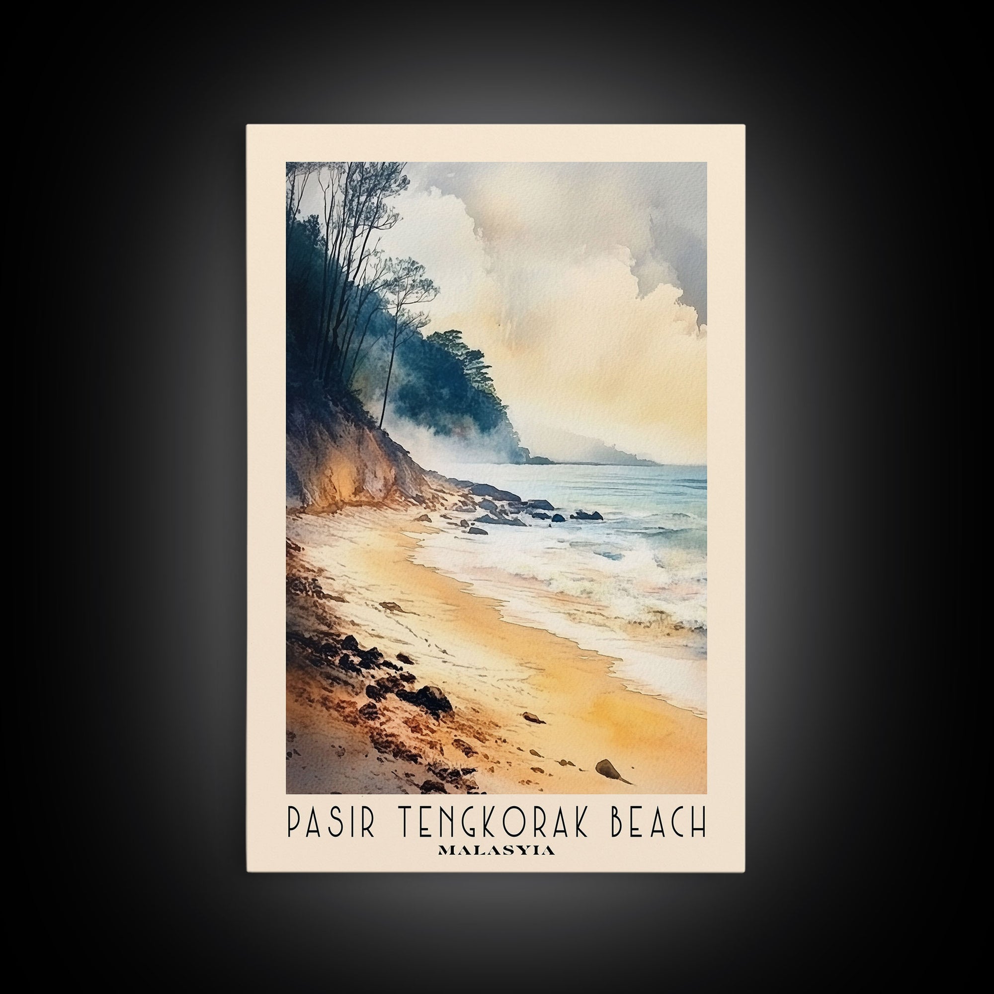 Pasir Tengkorak Beach, Malasyia Watercolor Print, Vacation Gift, Malasyia Wall Art, Vacation Wall Art, Vacatation Memories, Beach Decor, Beach Or Lakehouse Art