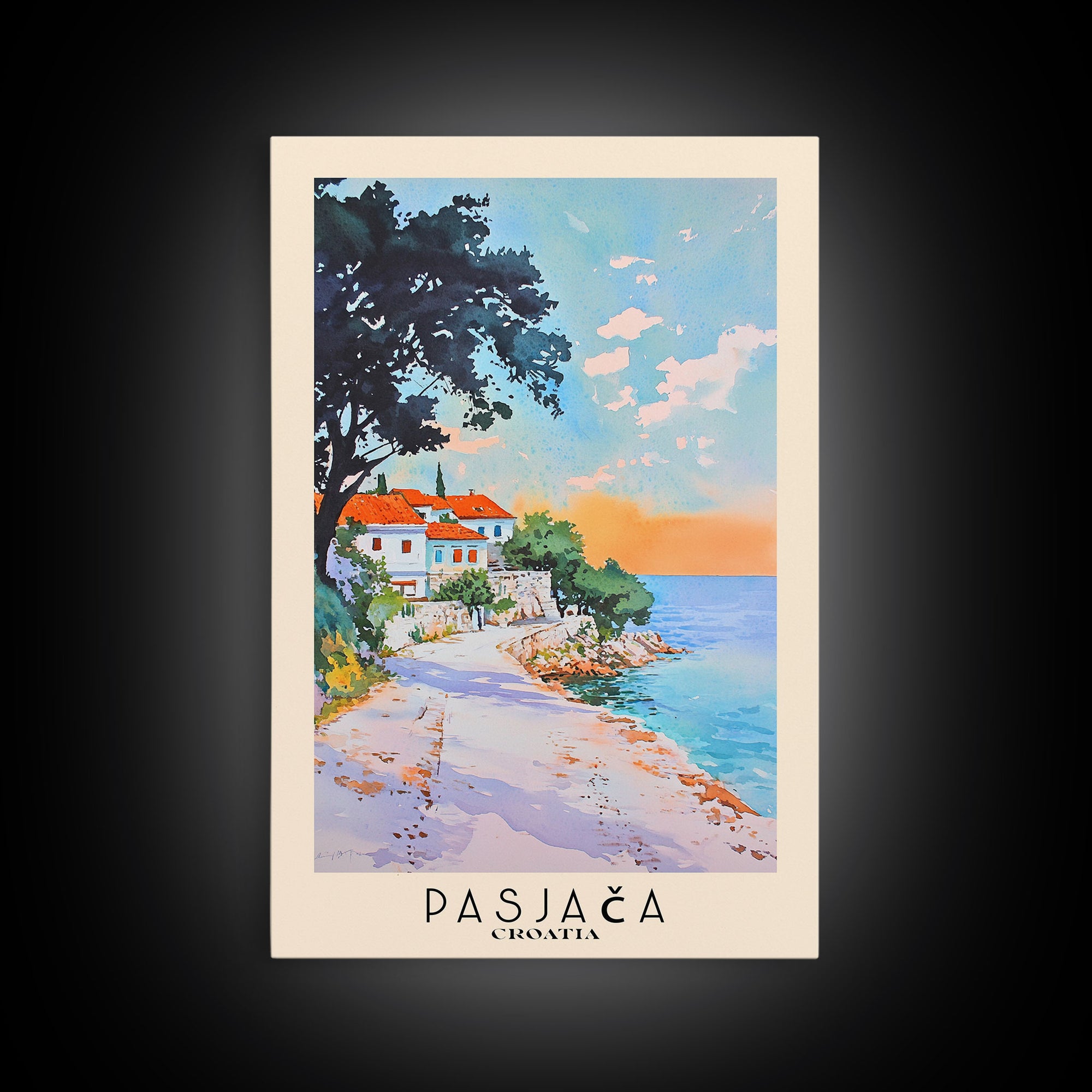 Pasjača, Croatia Watercolor Print, Vacation Gift, Croatia Wall Art, Beach Painting, Beach Decor, Beach Or Lakehouse Art