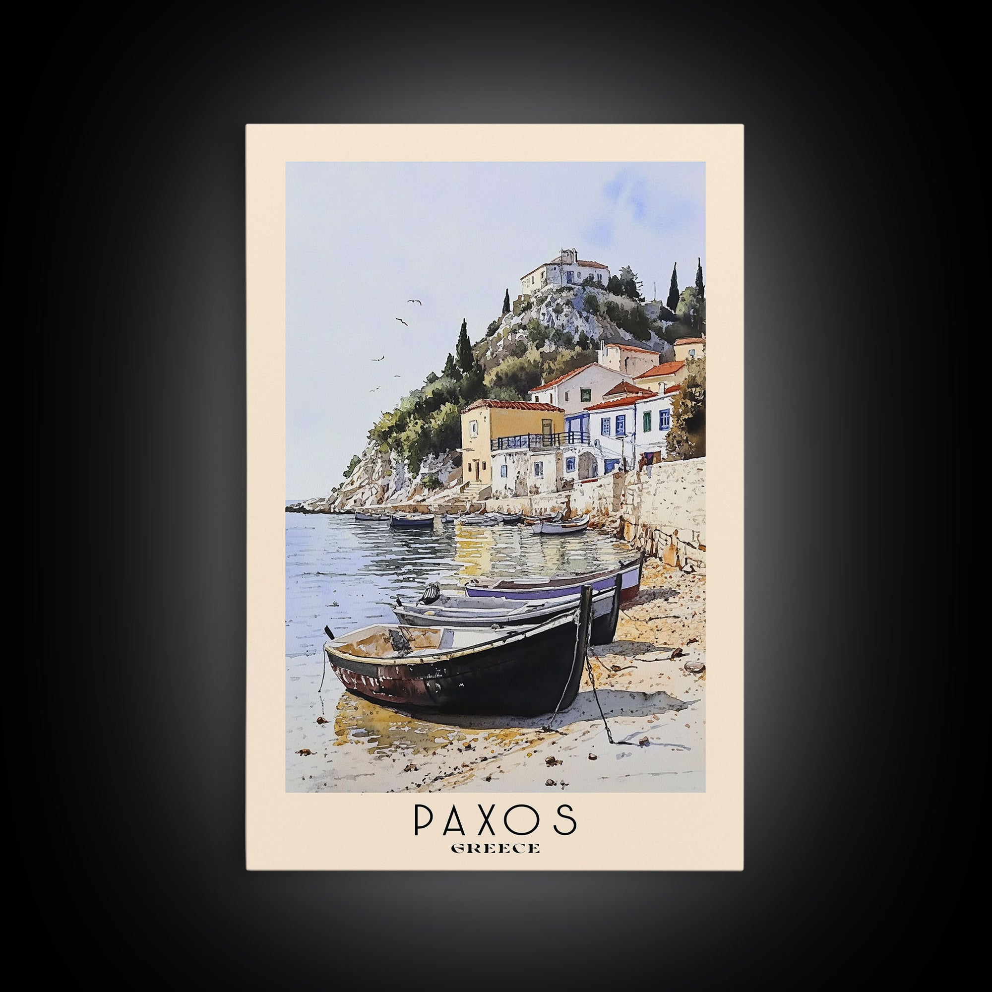 Paxos, Greece Watercolor Beach Print, Vacation Gift, Greece Wall Art, Beach Painting, Beach Decor, Beach Painting