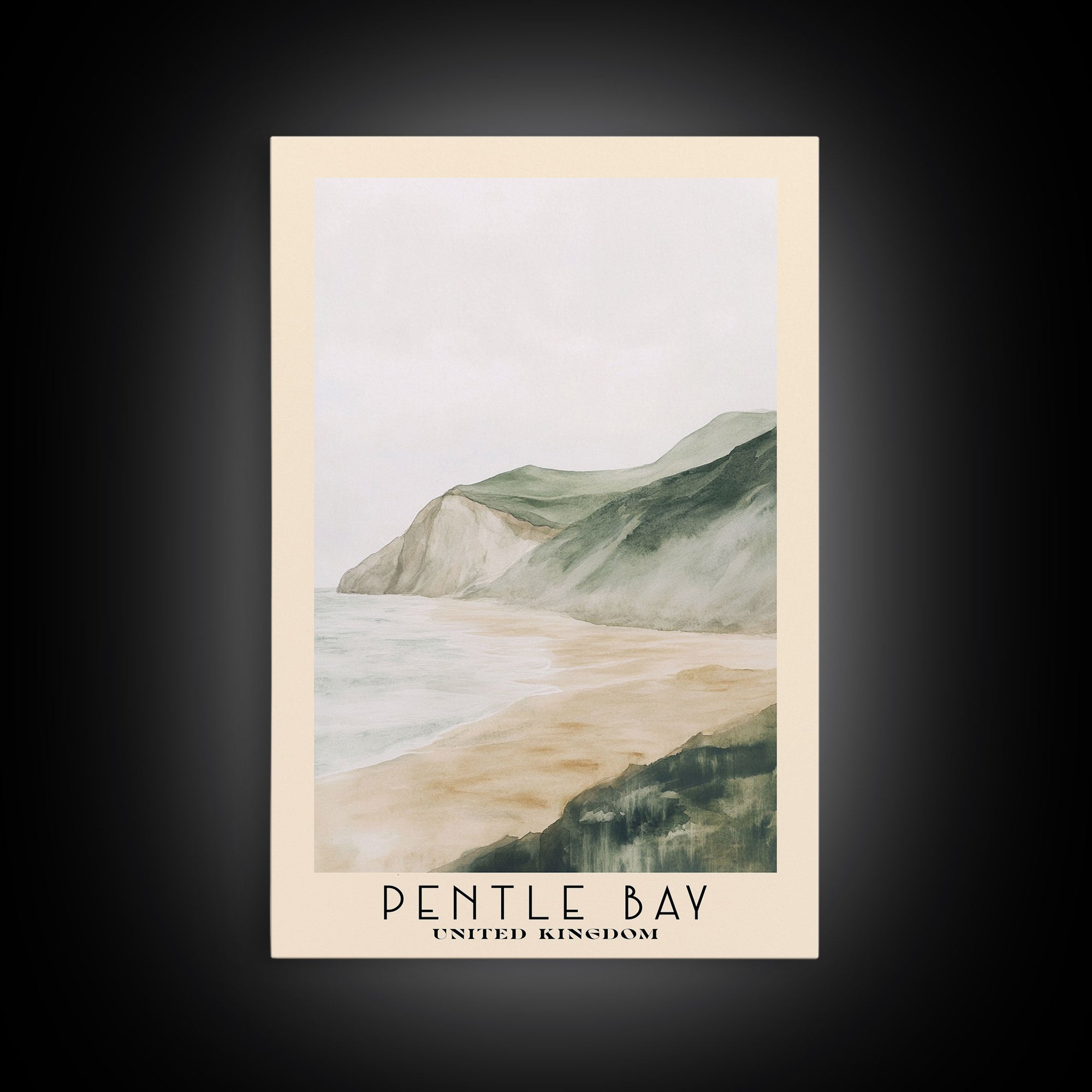 Pentle Bay, United Kingdom Watercolor Beach Print, Vacation Gift, United Kingdom Wall Art, Beach Painting, Beach Decor, Beach Painting