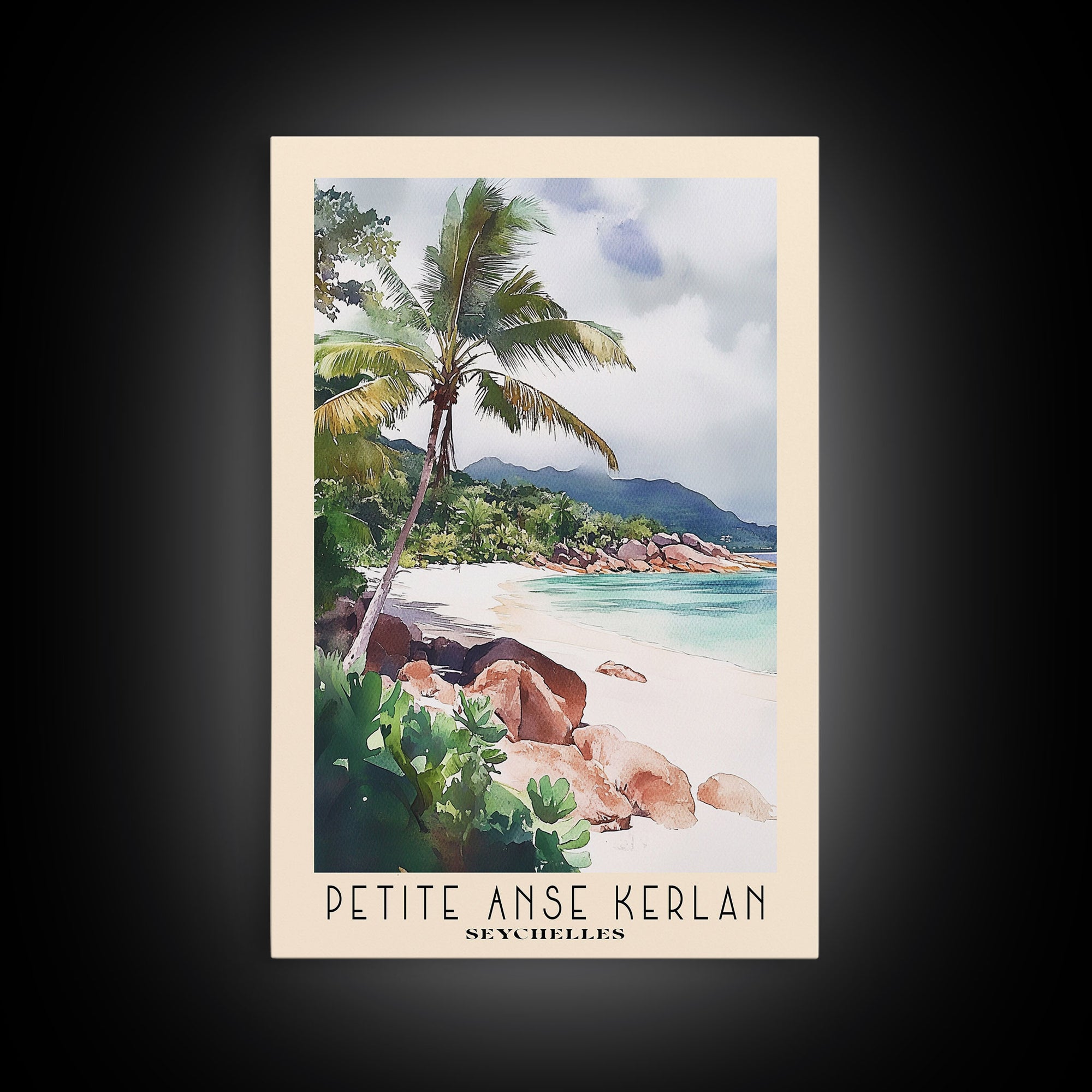 Petite Anse Kerlan, Seychelles Watercolor Print, Vacation Gift, Seychelles Wall Art, Beach Painting, Beach Decor, Beach Or Lakehouse Art