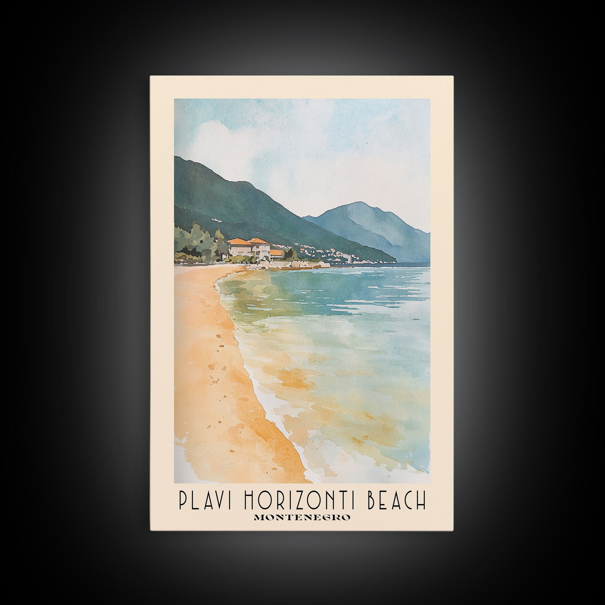 Plavi Horizonti Beach, Montenegro Watercolor Print, Vacation Gift, Montenegro Wall Art, Vacation Wall Art, Vacatation Memories, Beach Decor, Beach Or Lakehouse Art