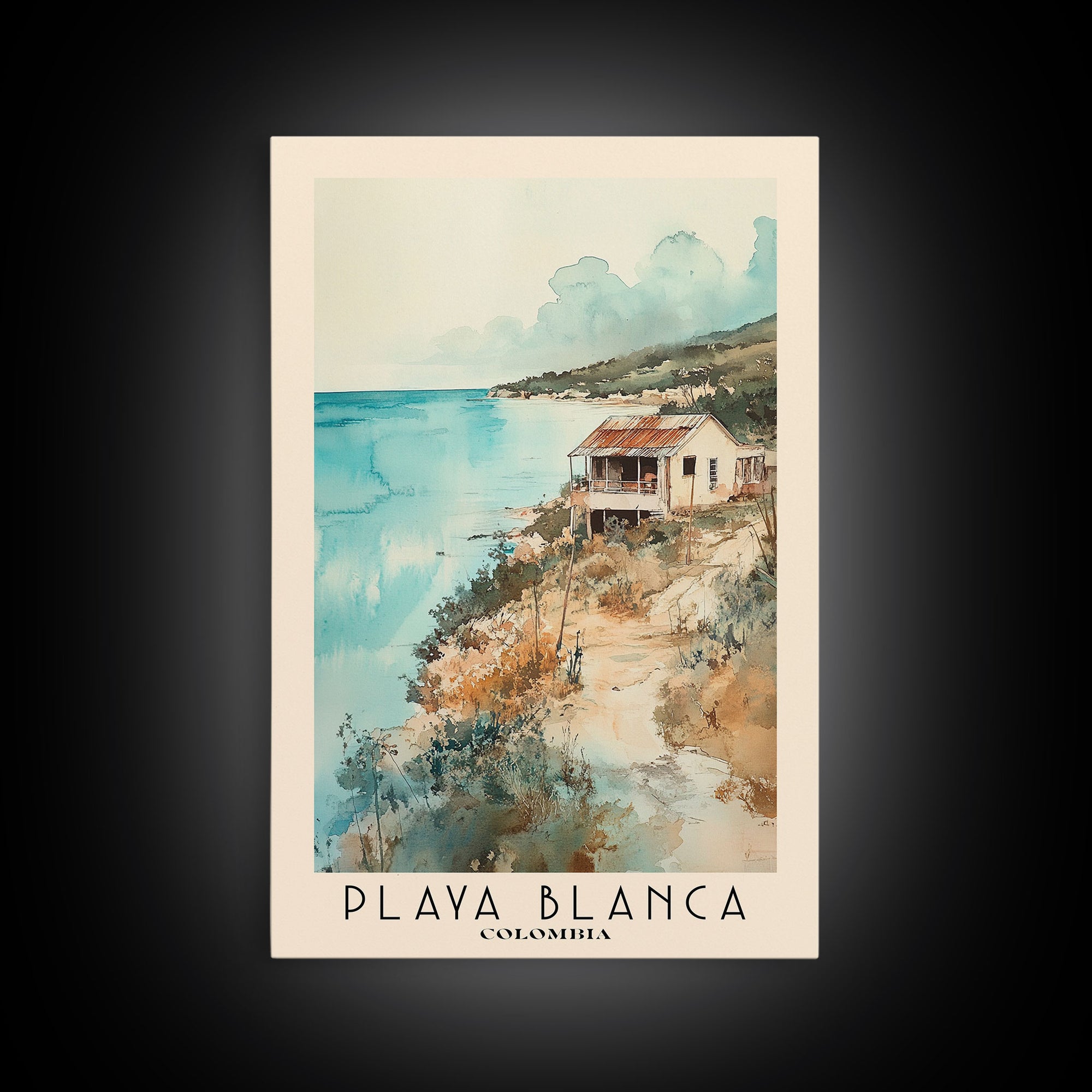 Playa Blanca, Colombia Watercolor Print, Vacation Gift, Colombia Wall Art, Vacation Wall Art, Vacatation Memories, Beach Decor, Beach Or Lakehouse Art