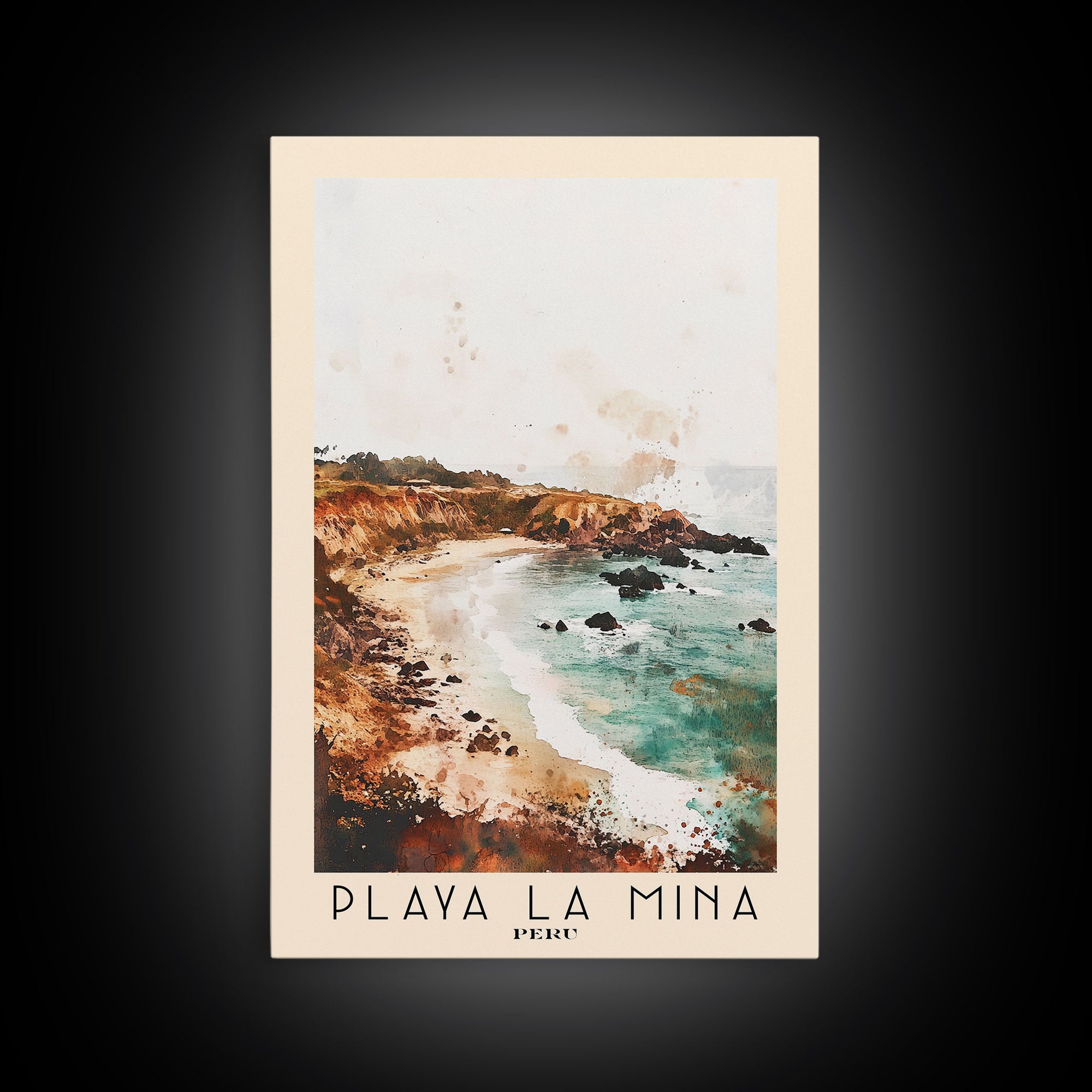 Playa La Mina, Peru Watercolor Print, Vacation Gift, Peru Wall Art, Beach Painting, Beach Decor, Beach Or Lakehouse Art