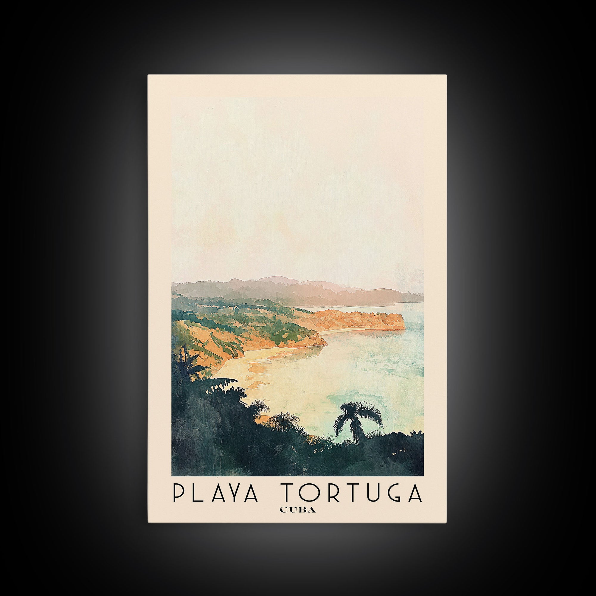 Playa Tortuga, Cuba Watercolor Beach Print, Vacation Gift, Cuba Wall Art, Framed Canvas Print, Framed Beach Painting