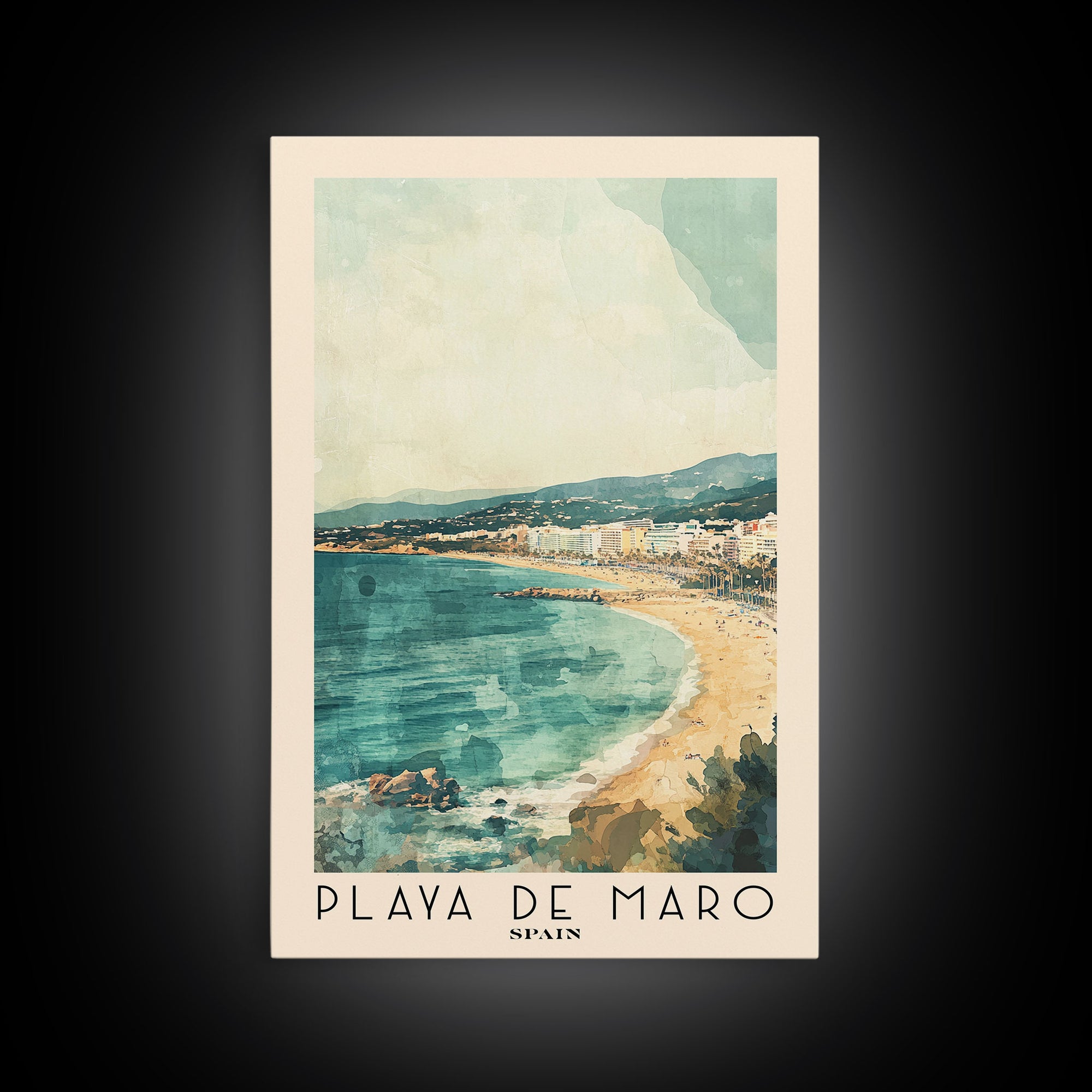 Playa de Maro, Spain Watercolor Print, Vacation Gift, Spain Wall Art, Vacation Wall Art, Vacatation Memories, Beach Decor, Beach Or Lakehouse Art