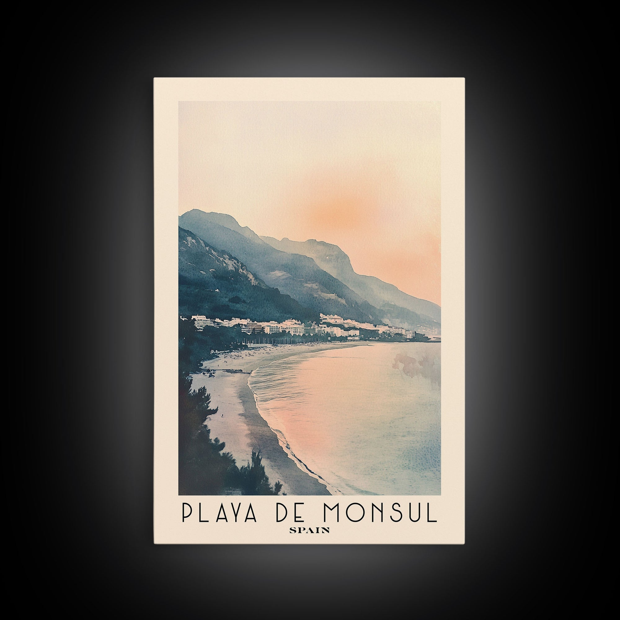 Playa de Monsul, Spain Watercolor Print, Vacation Gift, Spain Wall Art, Beach Painting, Beach Decor, Beach Or Lakehouse Art