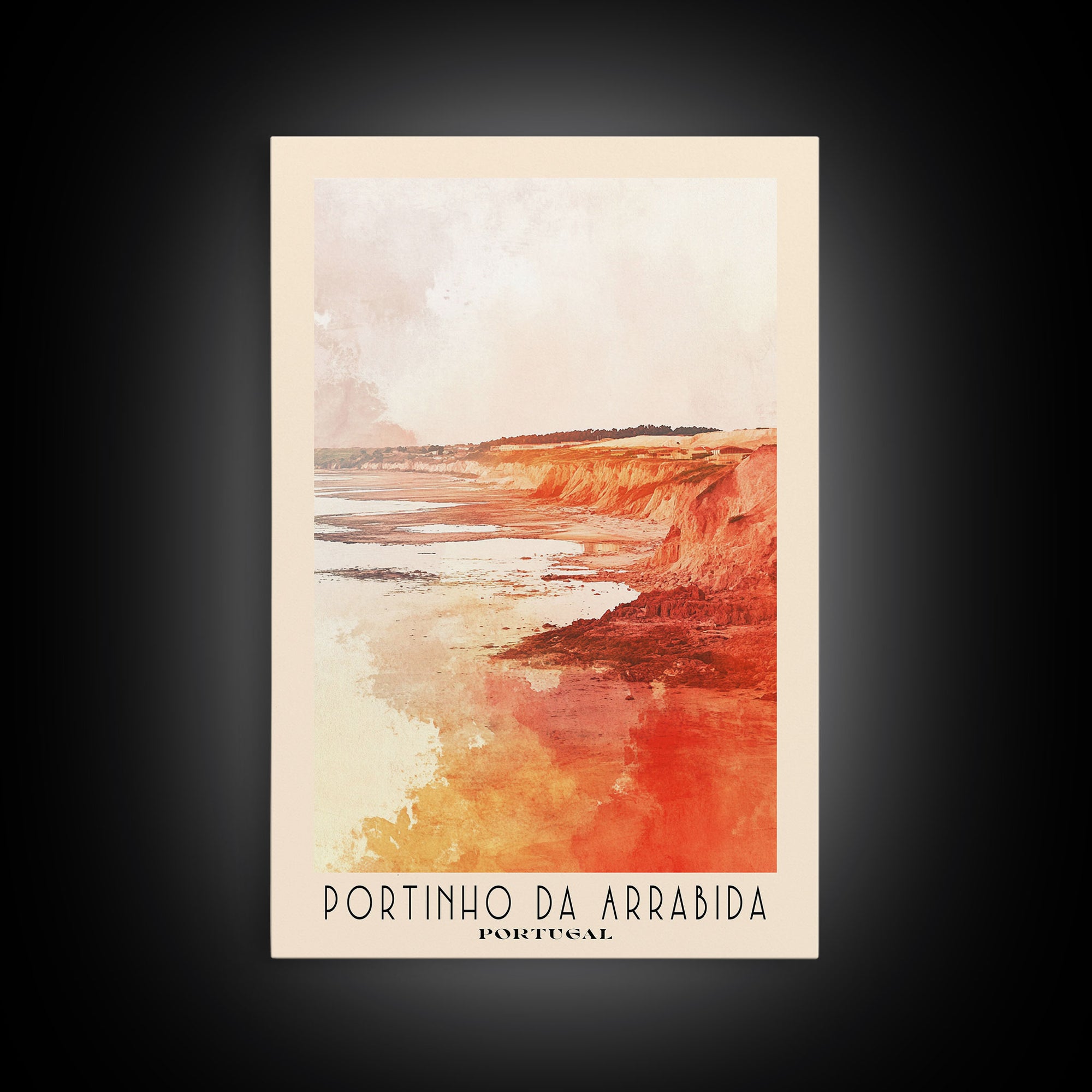 Portinho da Arrabida, Portugal Watercolor Print, Vacation Gift, Portugal Wall Art, Beach Painting, Beach Decor, Large Wall Art, Wood Frame Art