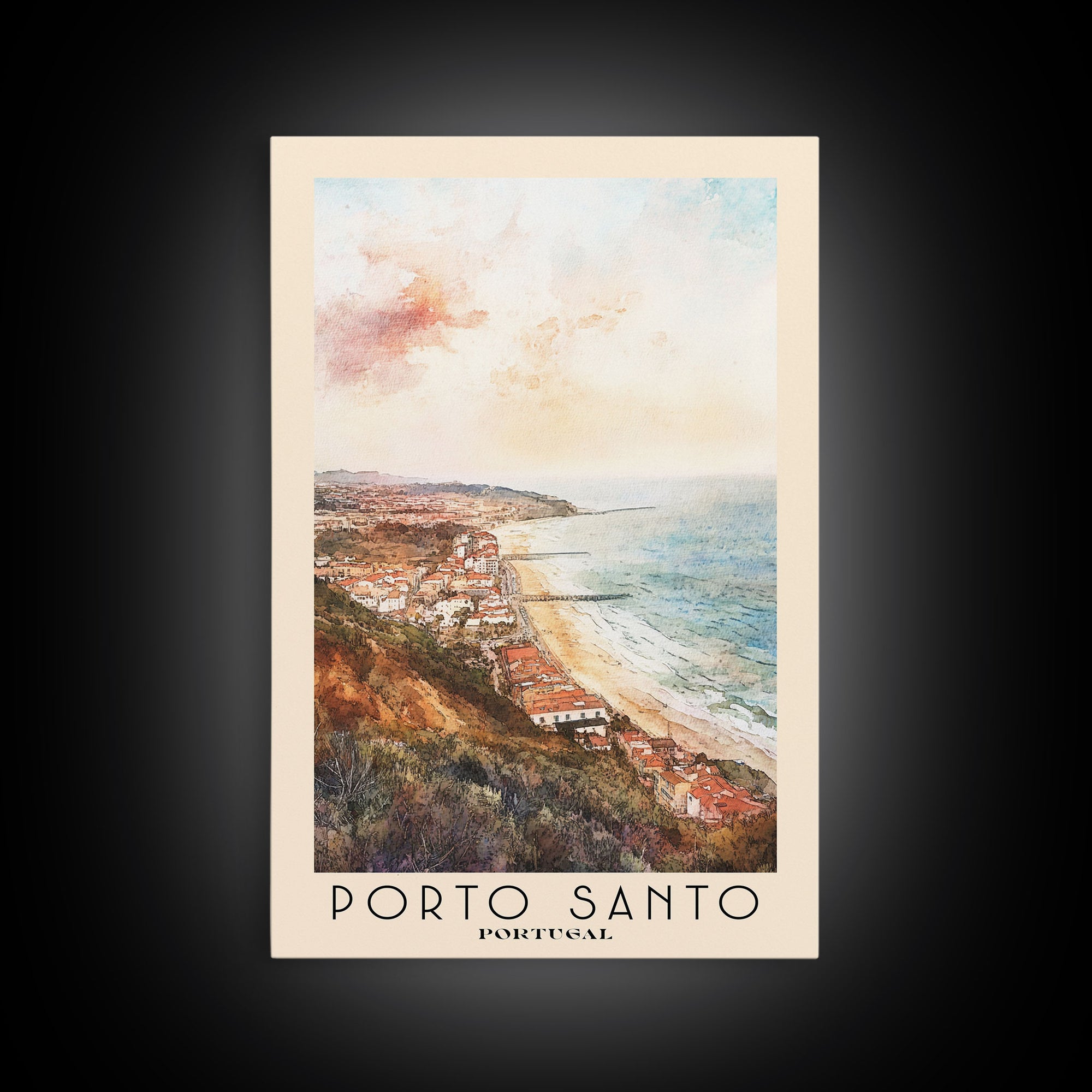 Porto Santo, Portugal Watercolor Print, Vacation Gift, Portugal Wall Art, Beach Painting, Beach Decor, Beach Or Lakehouse Art