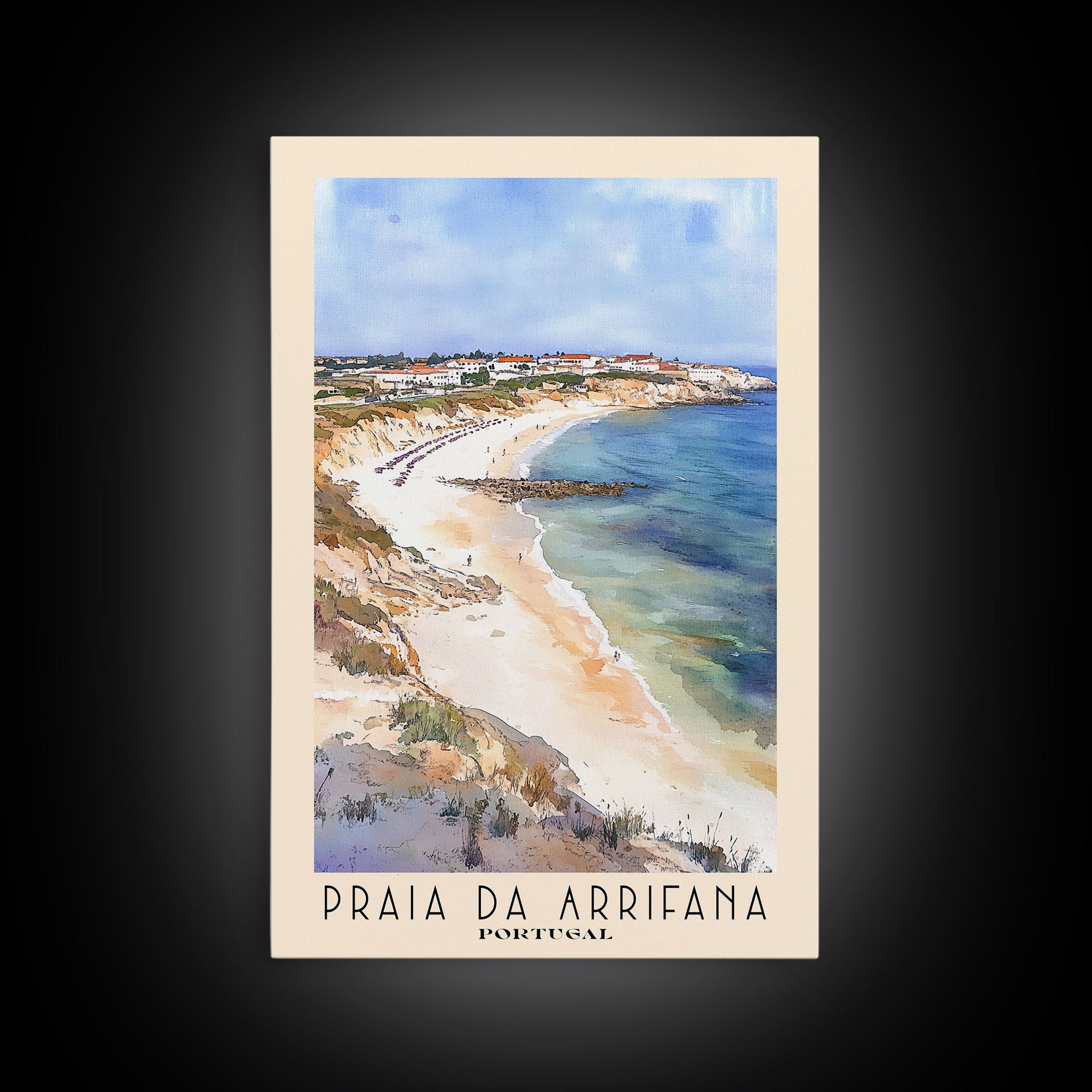 Praia da Arrifana, Portugal Watercolor Print, Vacation Gift, Portugal Wall Art, Vacation Wall Art, Vacatation Memories, Beach Decor, Beach Or Lakehouse Art