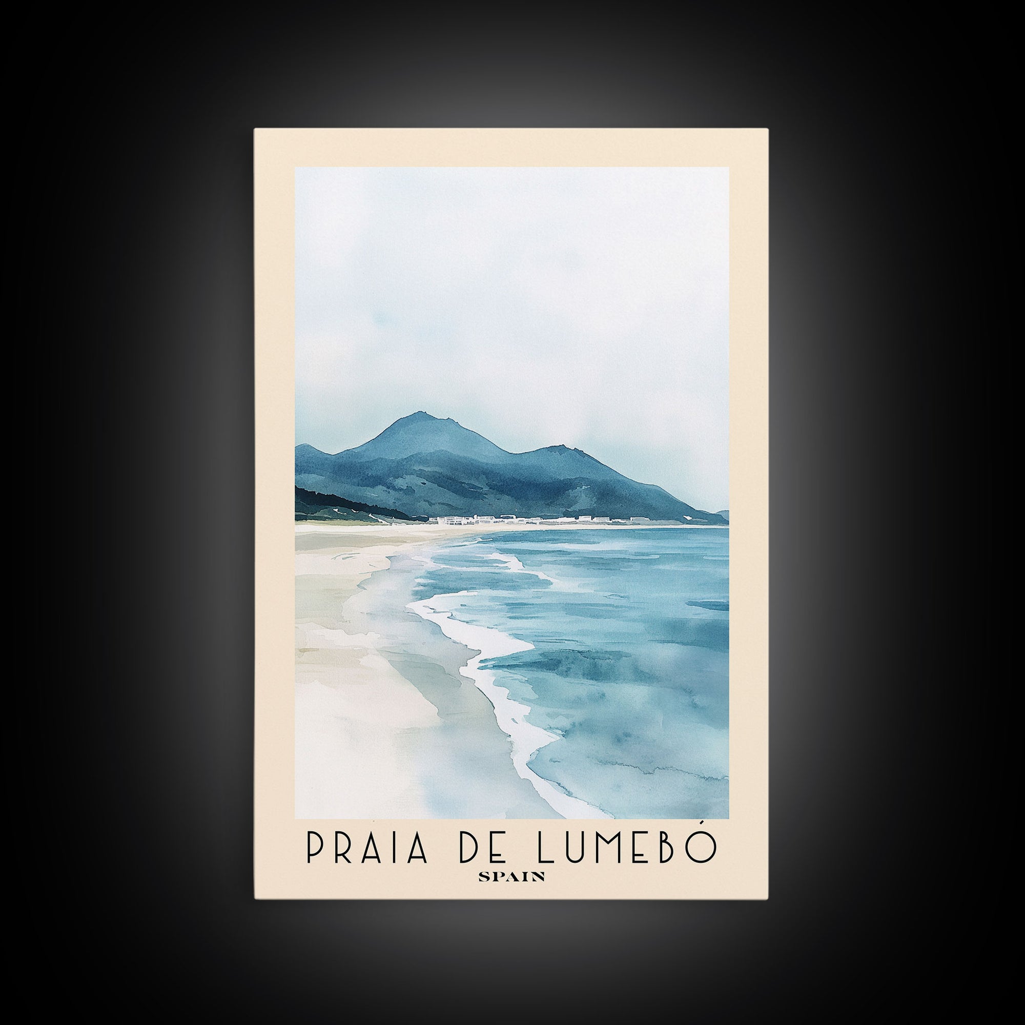 Praia de Lumebó, Spain Watercolor Print, Vacation Gift, Spain Wall Art, Beach Painting, Beach Decor, Beach Or Lakehouse Art