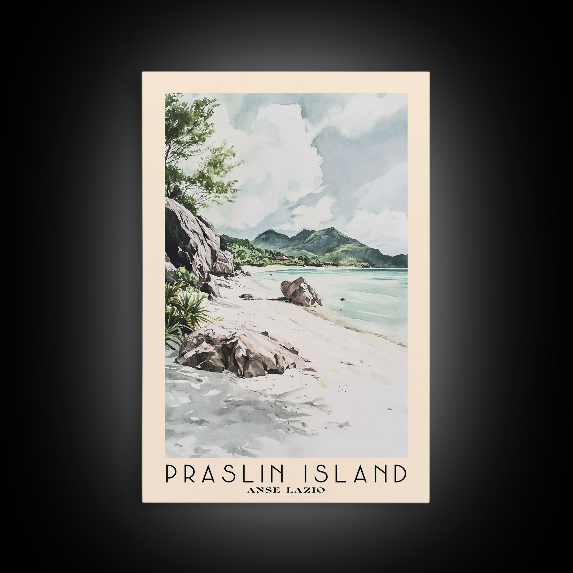 Praslin Island, Anse Lazio Watercolor Print, Vacation Gift, Anse Lazio Wall Art, Beach Painting, Beach Decor, Beach Or Lakehouse Art