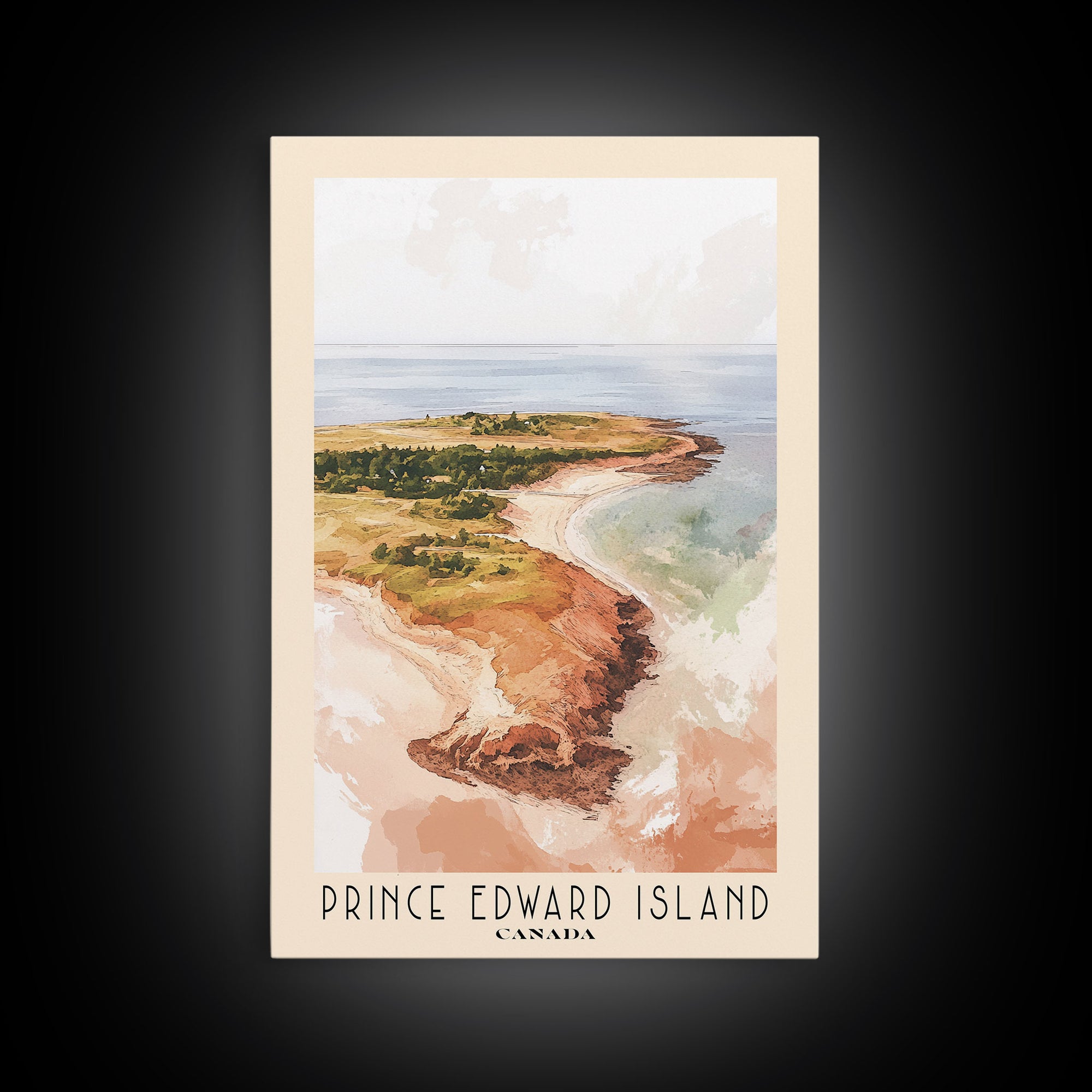 Prince Edward Island, Canada Watercolor Print, Vacation Gift, Canada Wall Art, Beach Painting, Beach Decor, Large Wall Art, Wood Frame Art