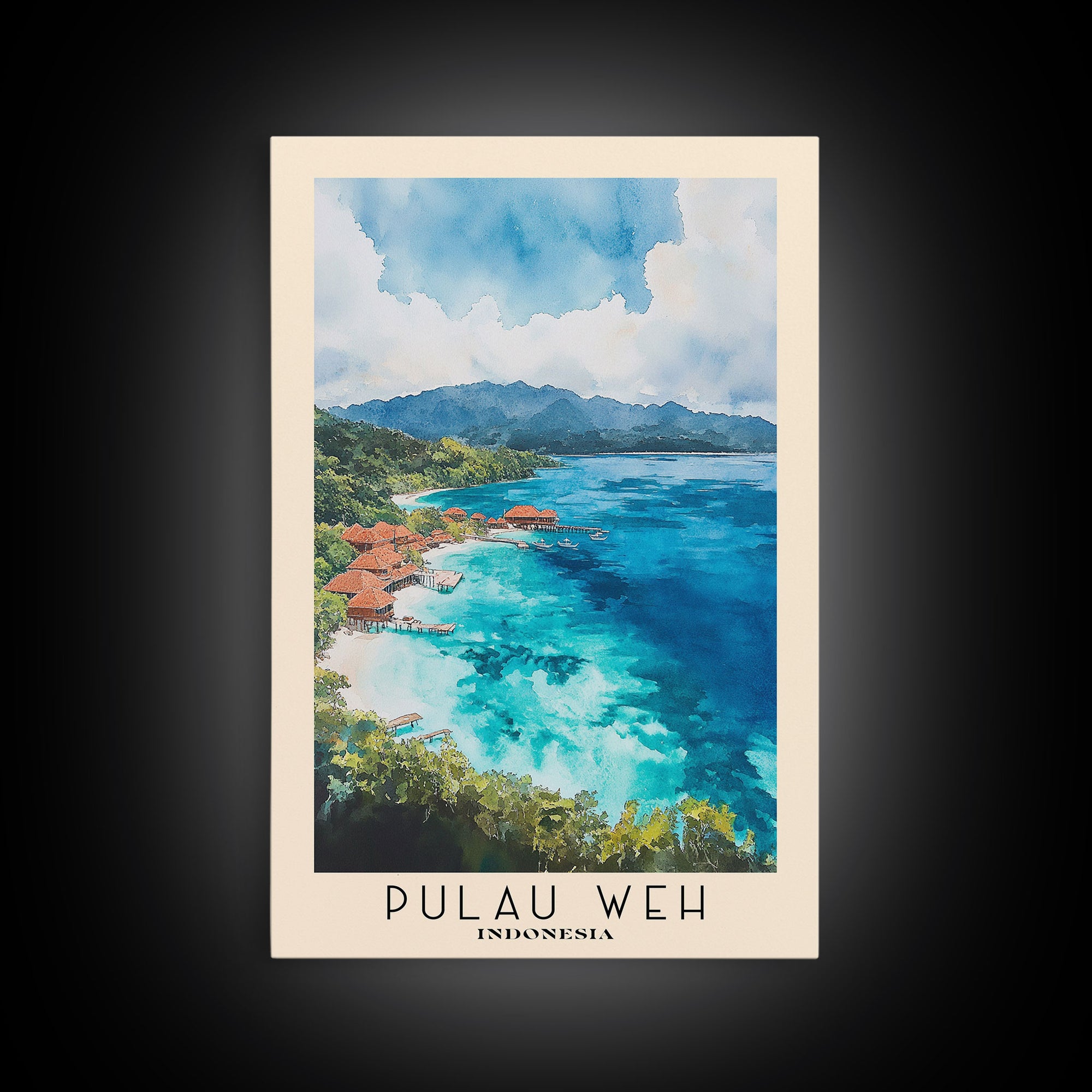 Pulau Weh, Indonesia Watercolor Print, Vacation Gift, Indonesia Wall Art, Vacation Wall Art, Vacatation Memories, Beach Decor, Beach Or Lakehouse Art