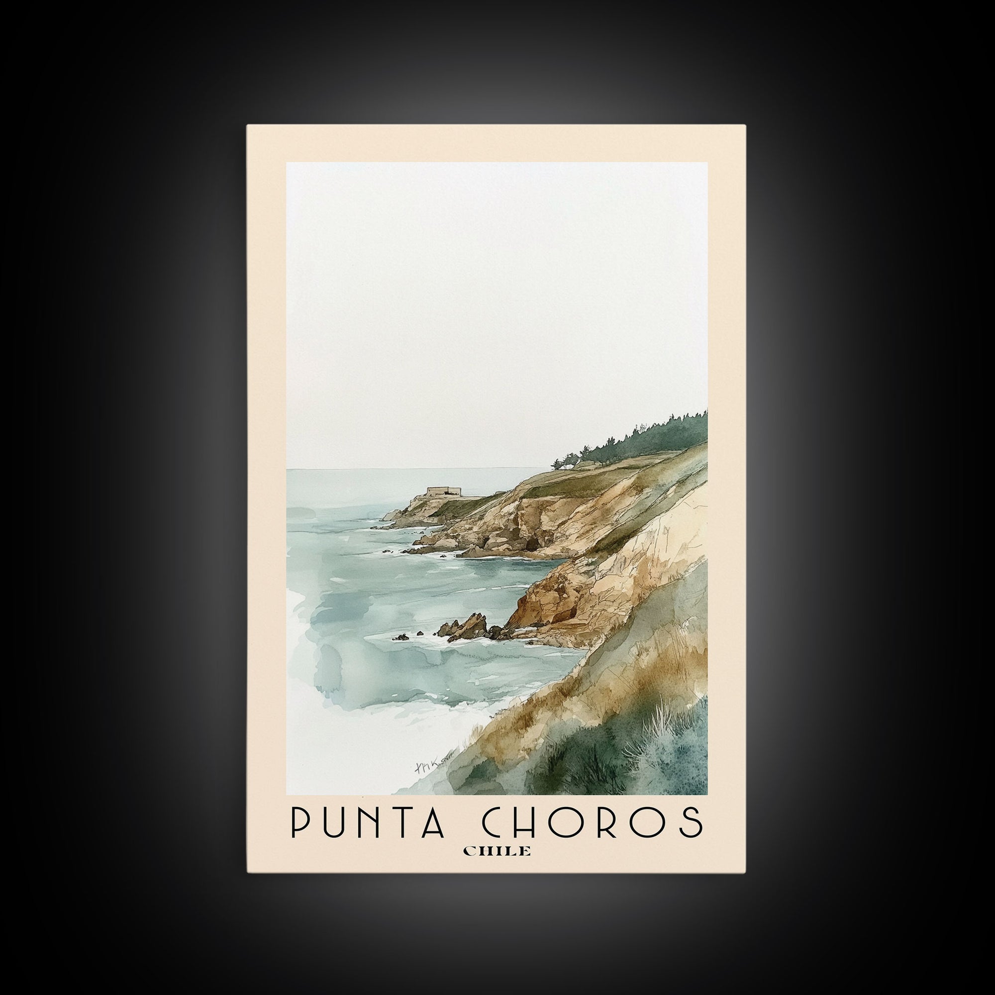 Punta Choros, Chile Watercolor Print, Vacation Gift, Chile Wall Art, Beach Painting, Beach Decor, Large Wall Art, Wood Frame Art