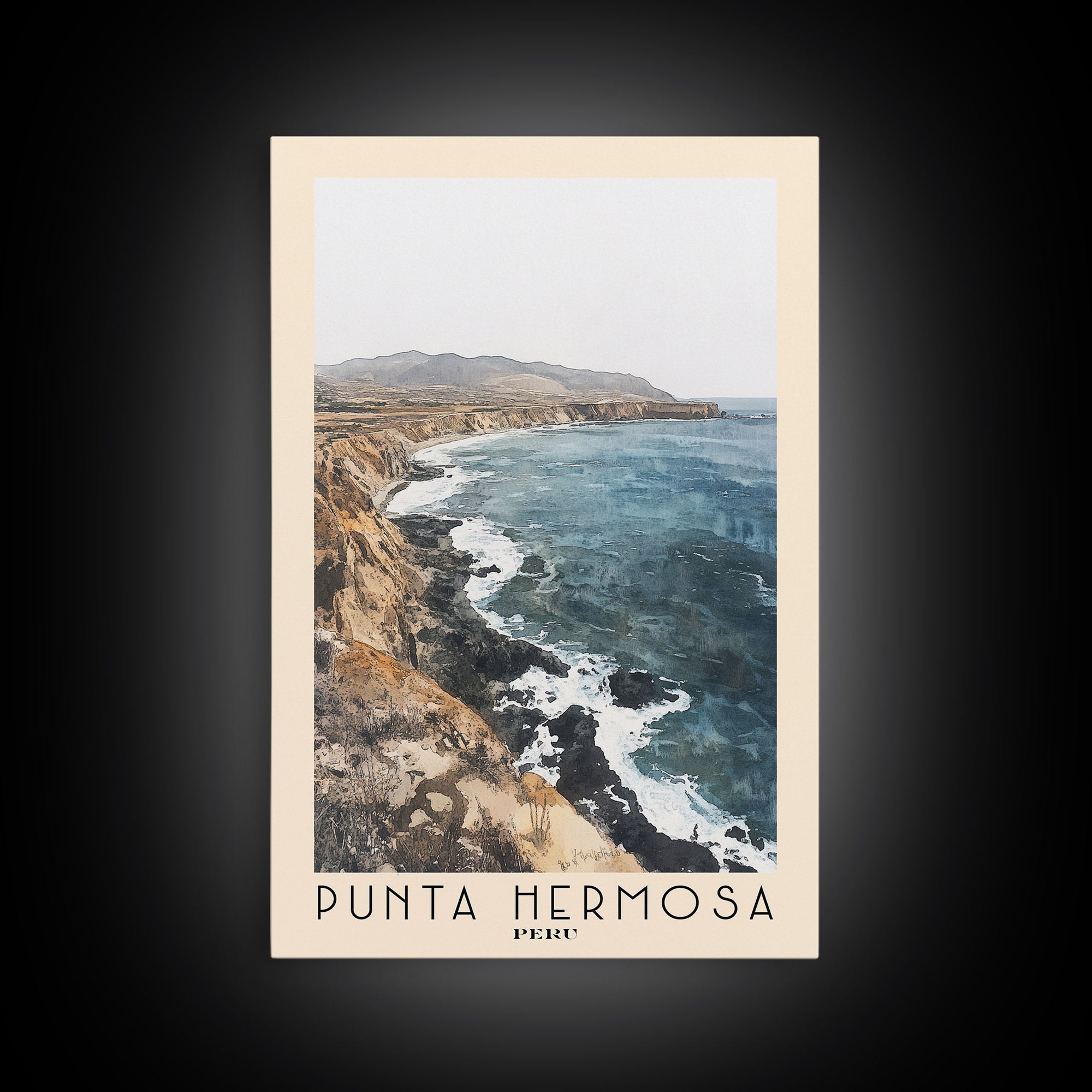 Punta Hermosa, Peru Watercolor Beach Print, Vacation Gift, Peru Wall Art, Beach Painting, Beach Decor, Beach Painting