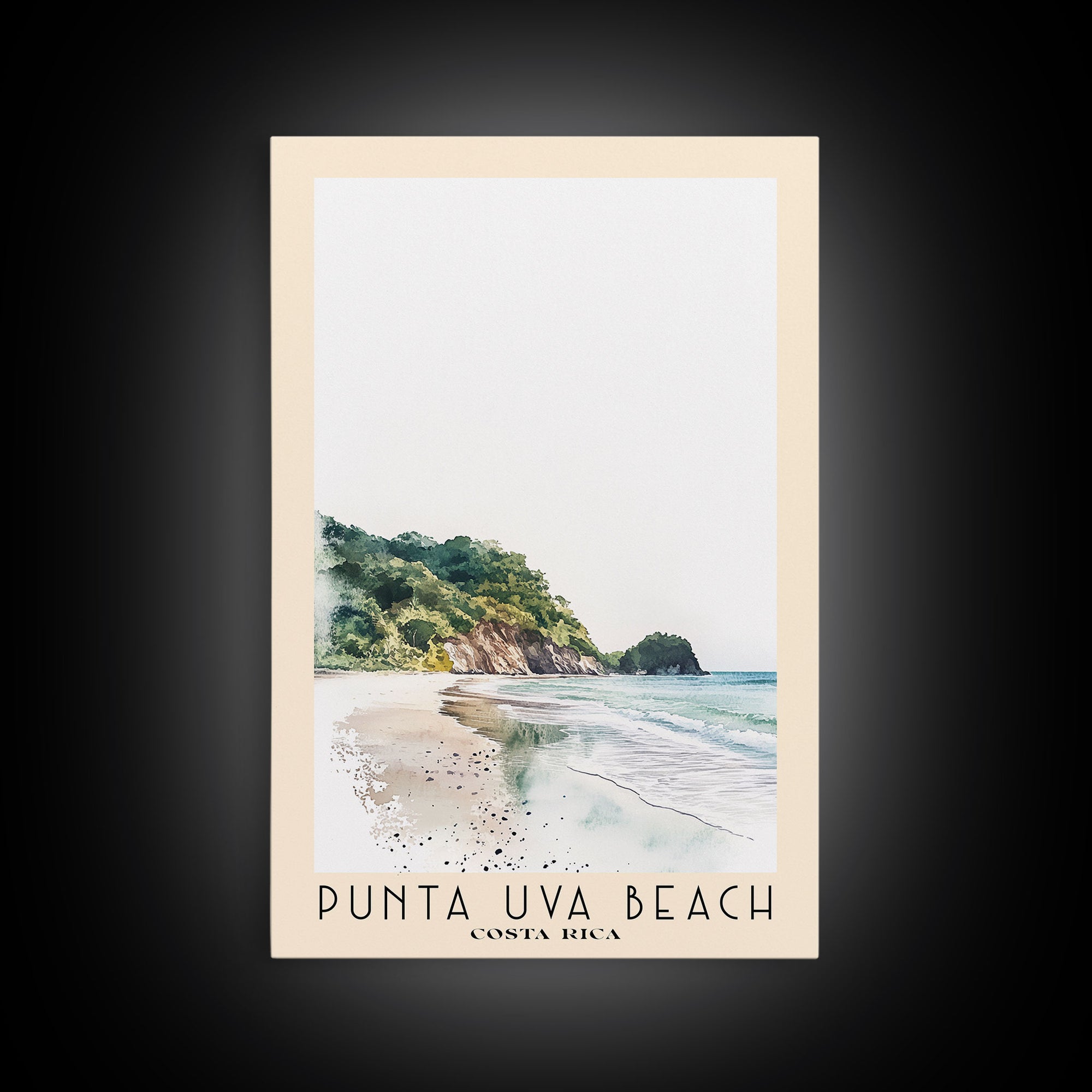 Punta Uva Beach, Costa Rica Watercolor Print, Vacation Gift, Costa Rica Wall Art, Beach Painting, Beach Decor, Large Wall Art, Wood Frame Art